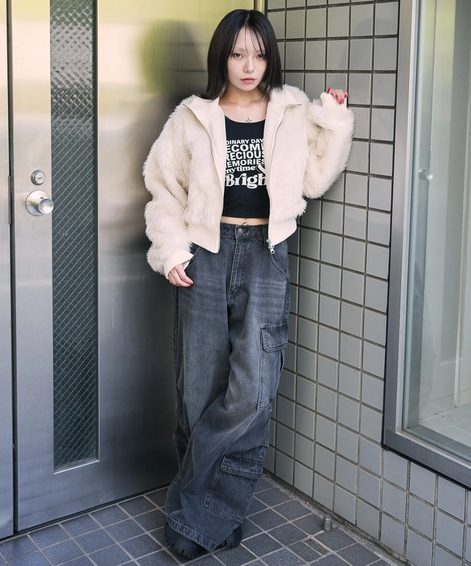 フェイクファーショートブルゾン - Image 7
