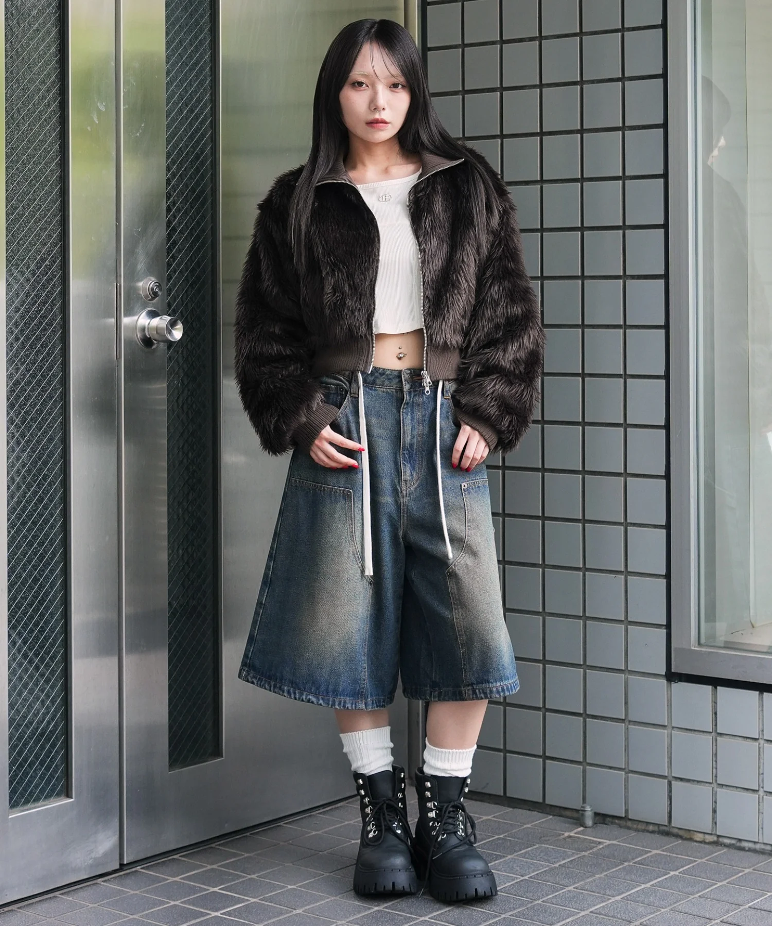 フェイクファーショートブルゾン - Image 8