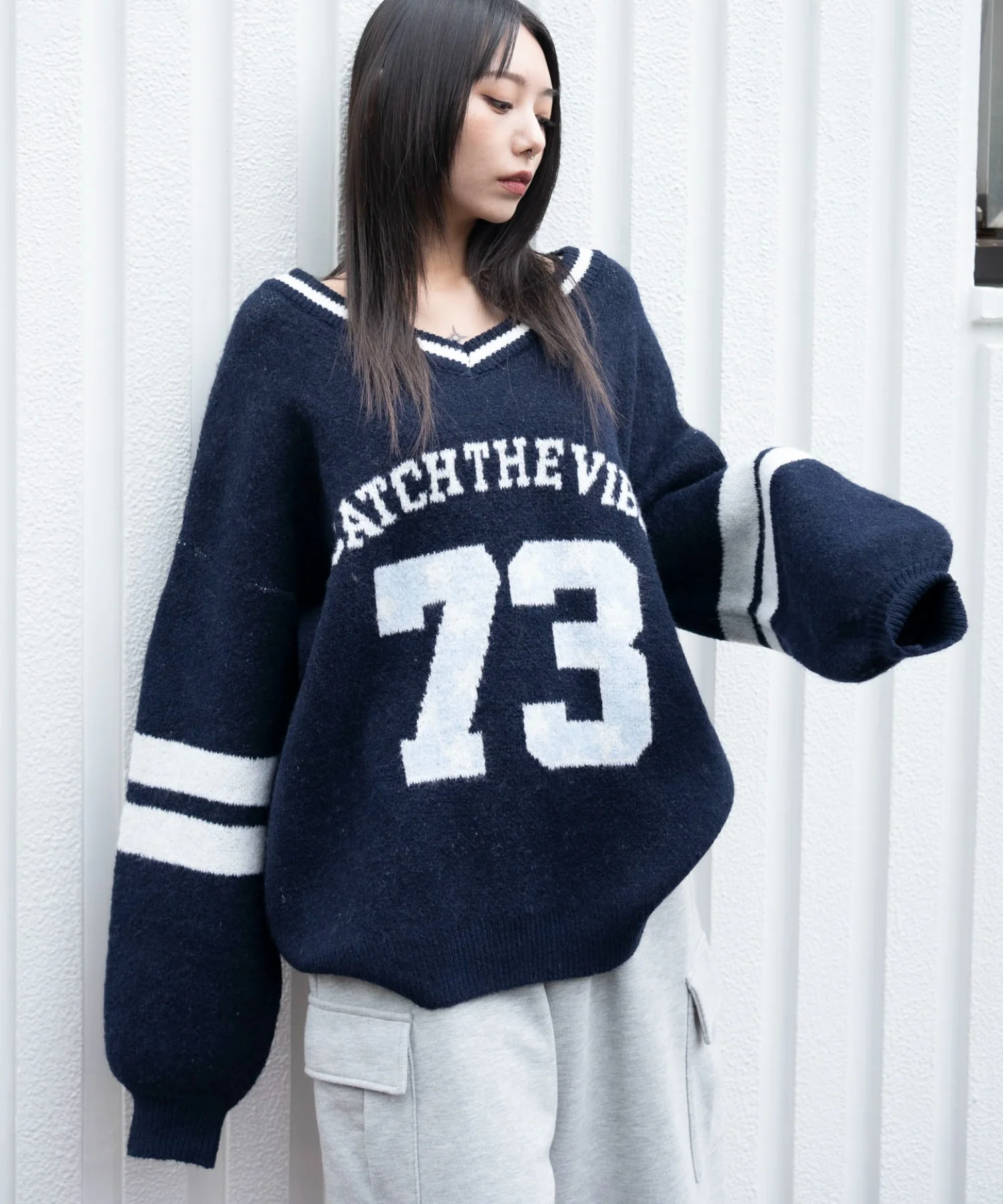 フラッフィーVネックニットBIGプルオーバー - Image 14