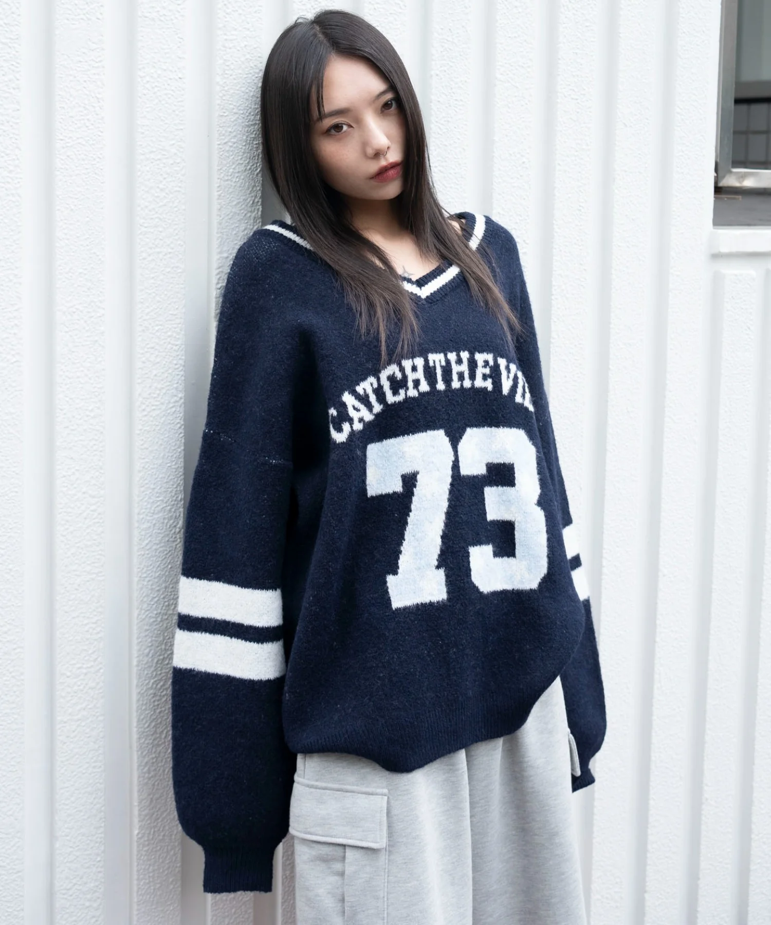 フラッフィーVネックニットBIGプルオーバー - Image 3