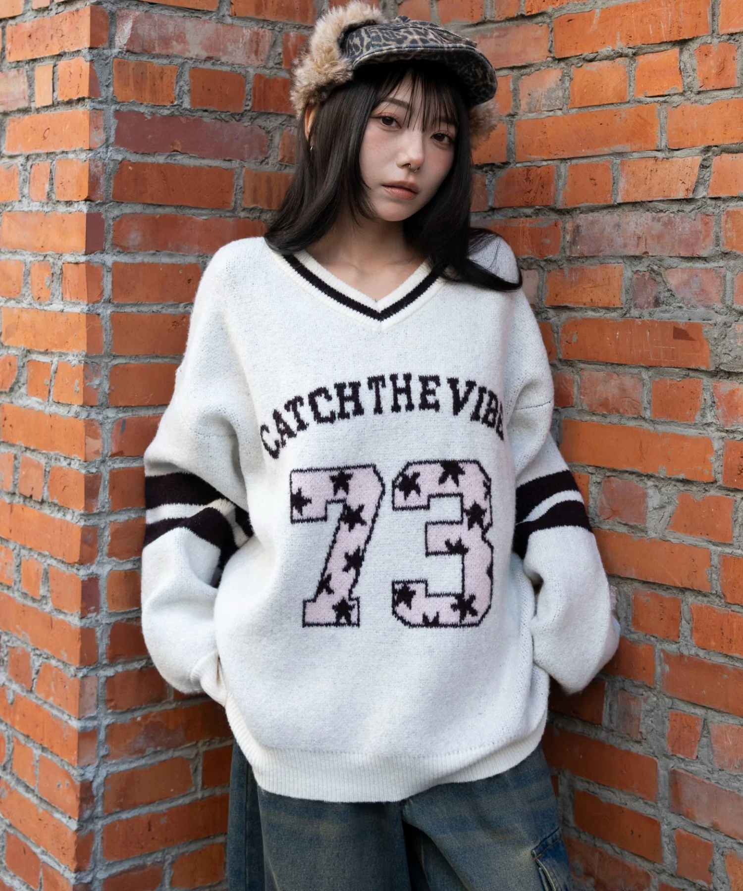 フラッフィーVネックニットBIGプルオーバー - Image 4