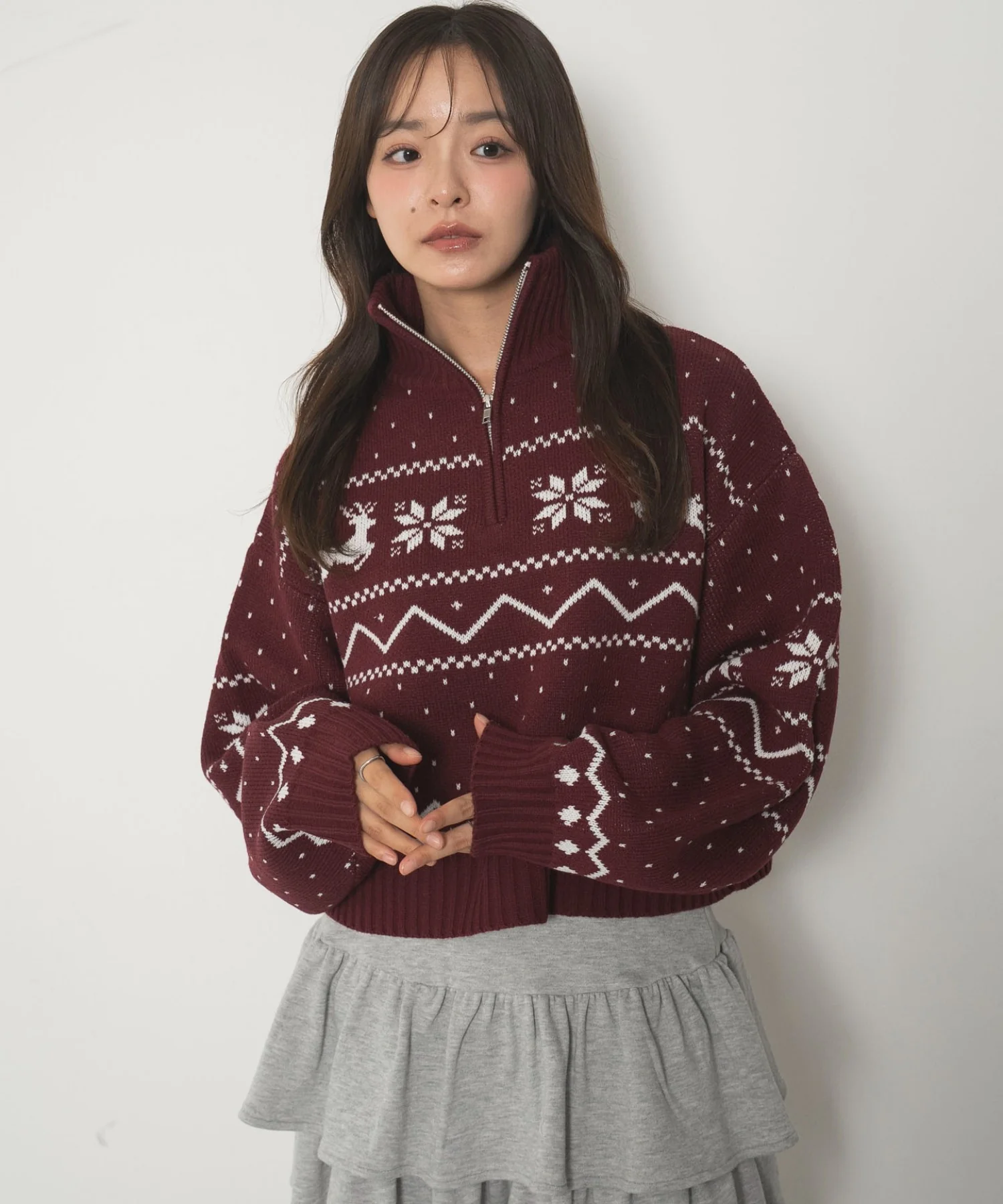 ノルディック柄ハーフジップニット - Image 18