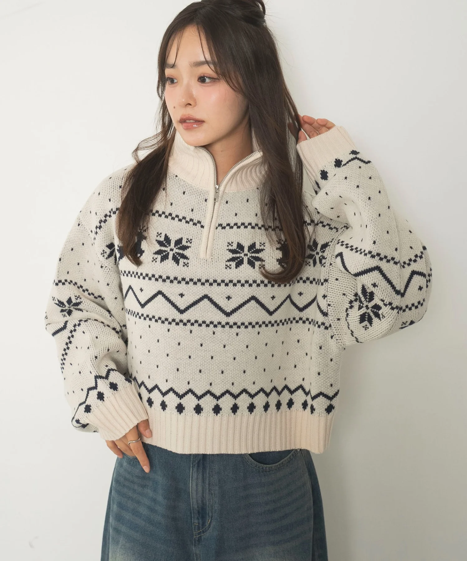 ノルディック柄ハーフジップニット - Image 23