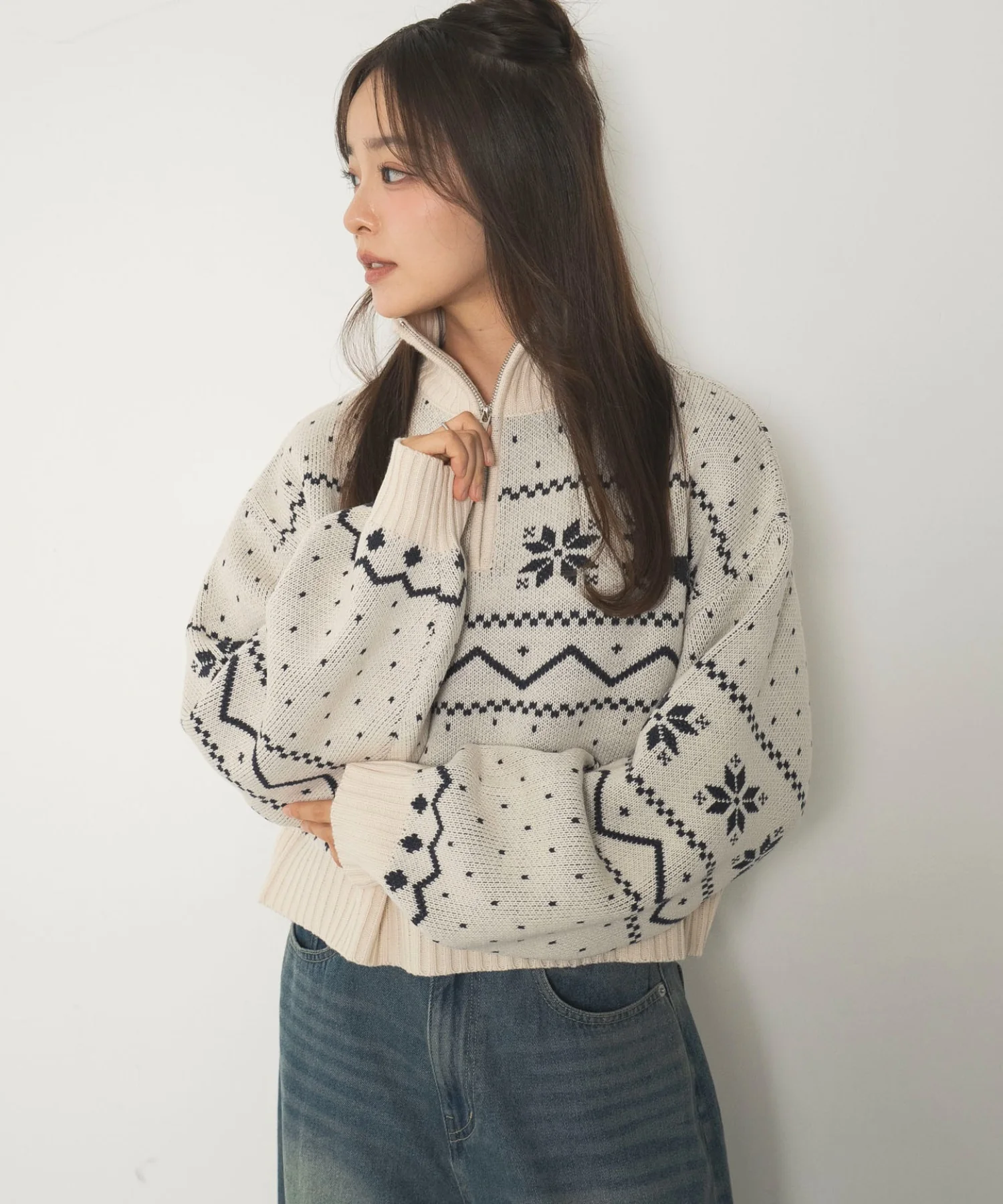 ノルディック柄ハーフジップニット - Image 24
