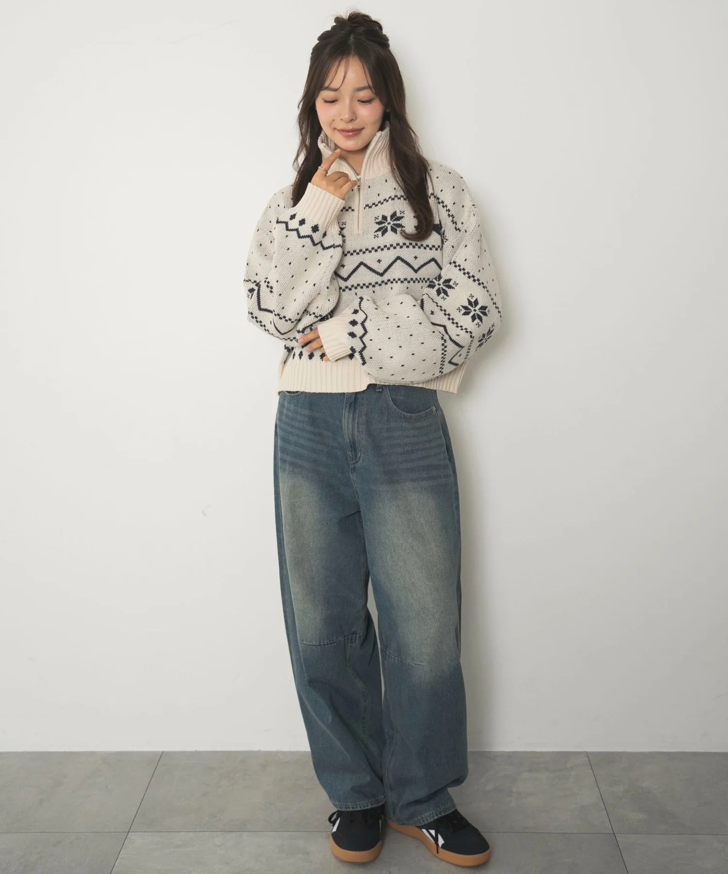 ノルディック柄ハーフジップニット - Image 6