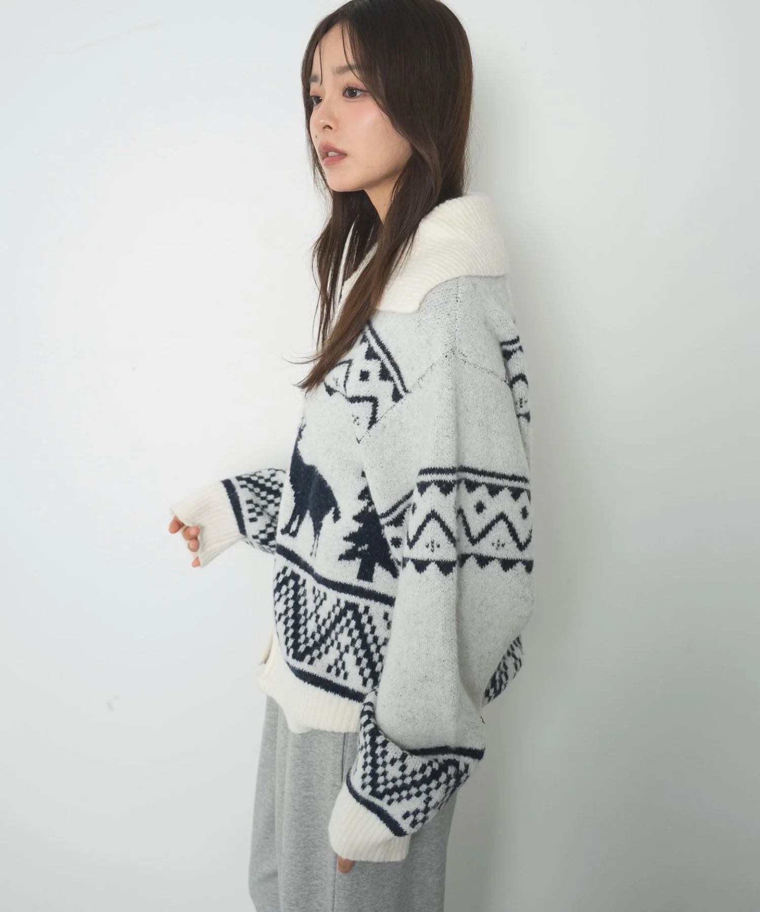 雪柄ダブルジップニット - Image 12