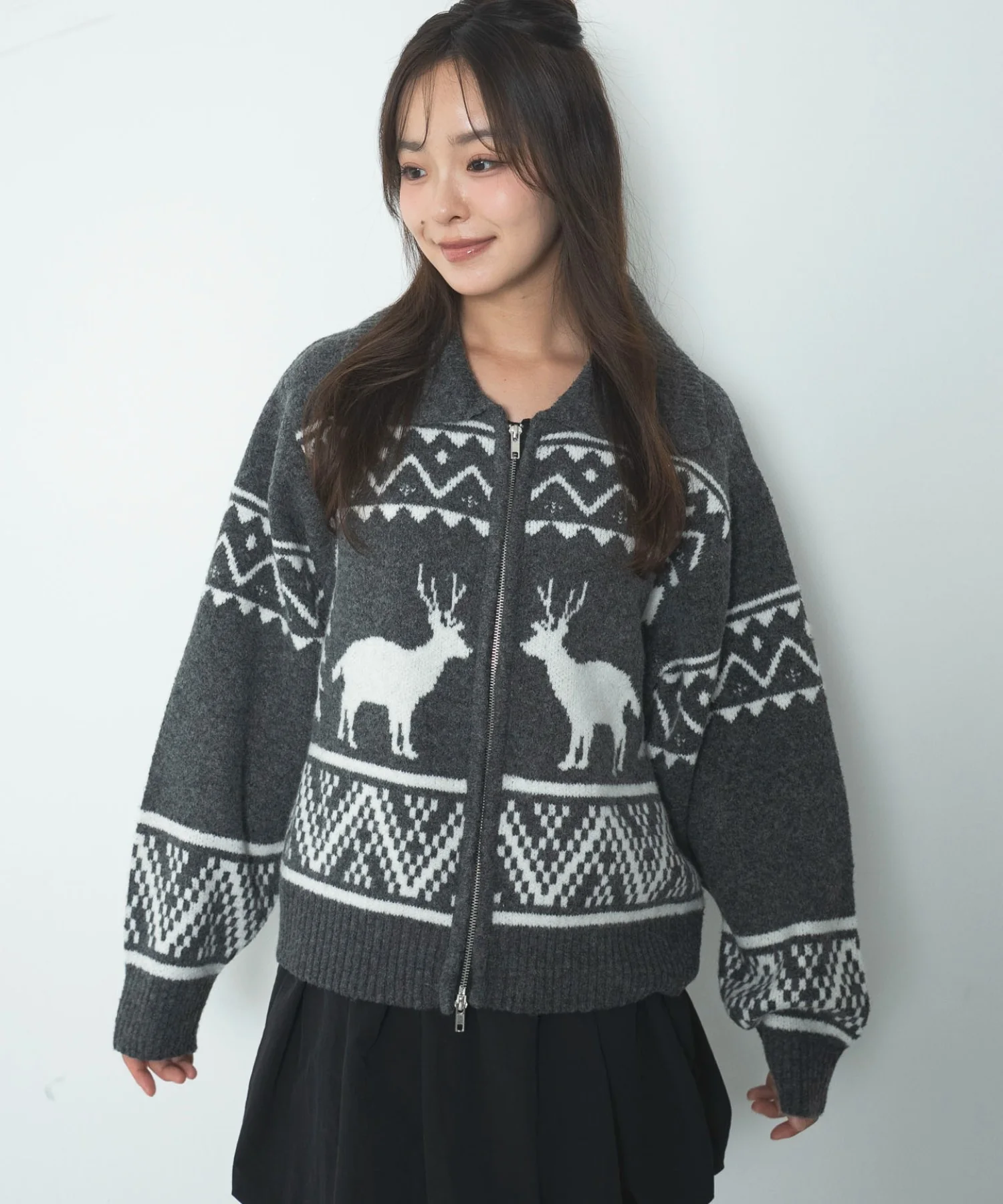 雪柄ダブルジップニット - Image 17