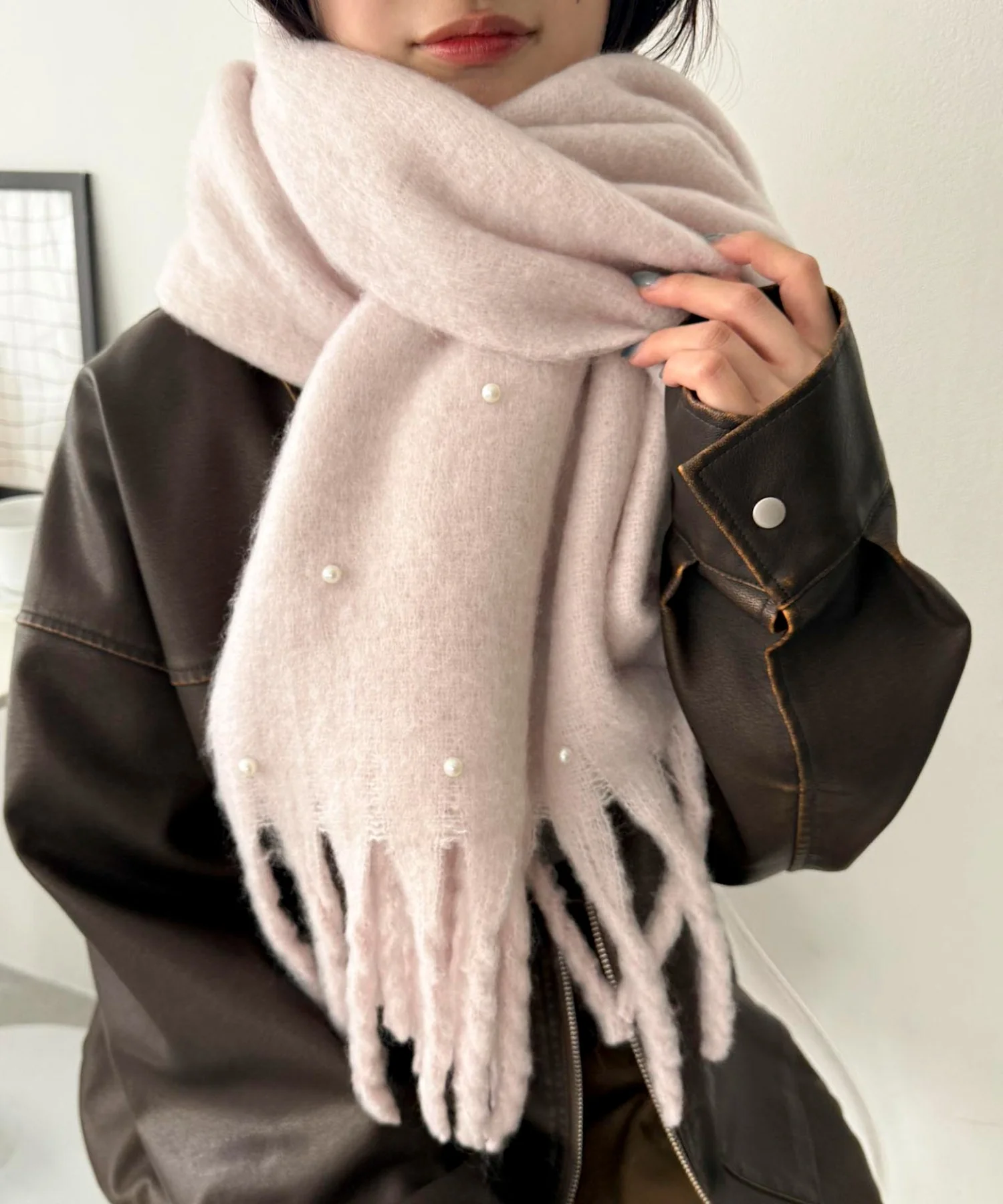 パール付きワイドフリンジストール - Image 3