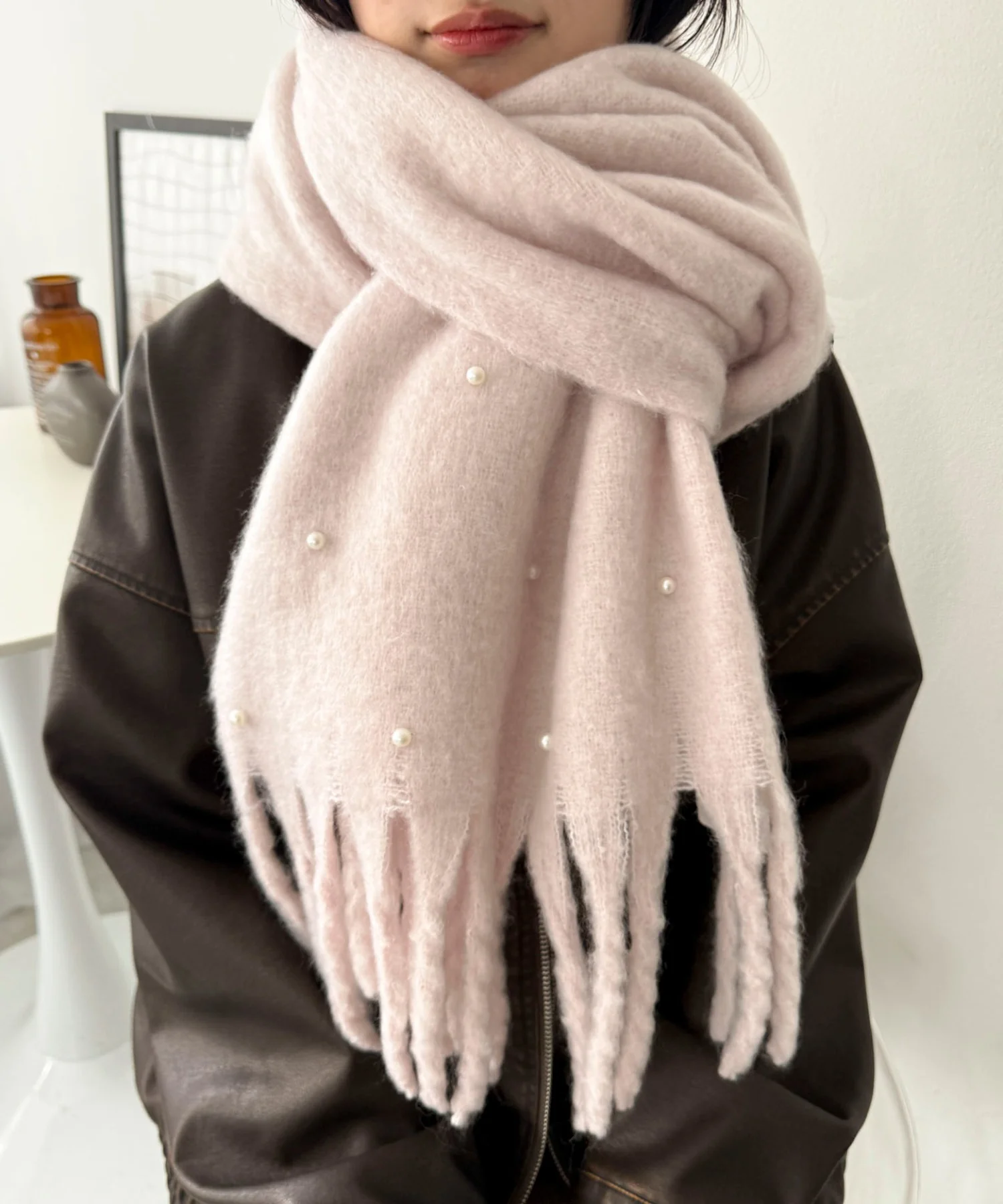 パール付きワイドフリンジストール - Image 4