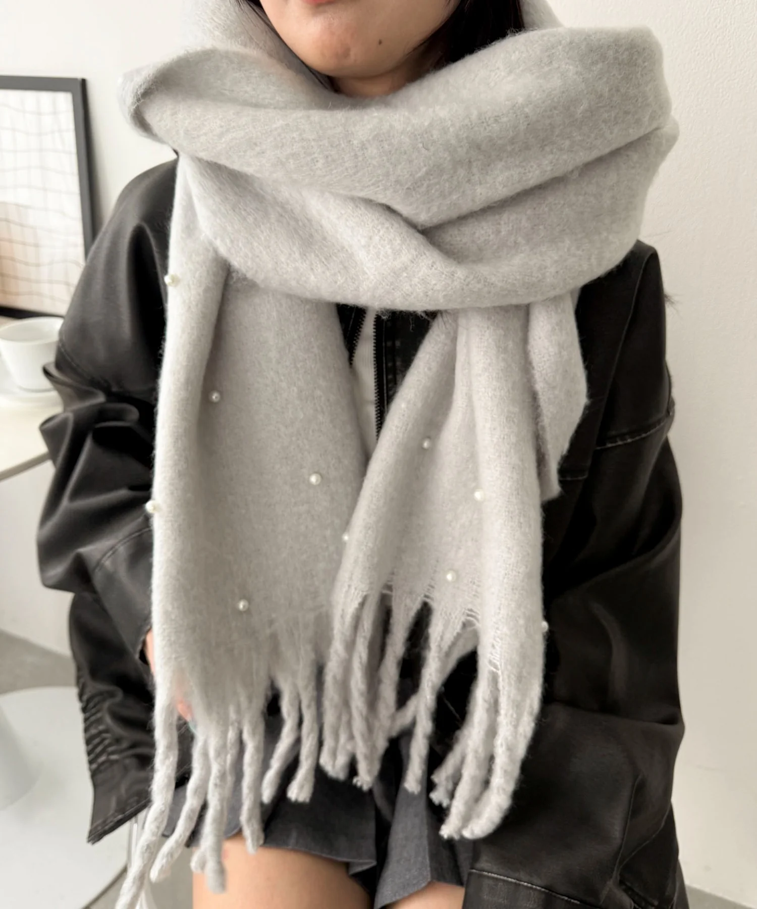 パール付きワイドフリンジストール - Image 8