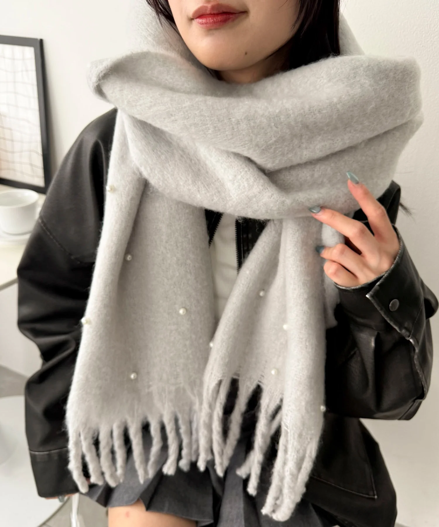 パール付きワイドフリンジストール - Image 9