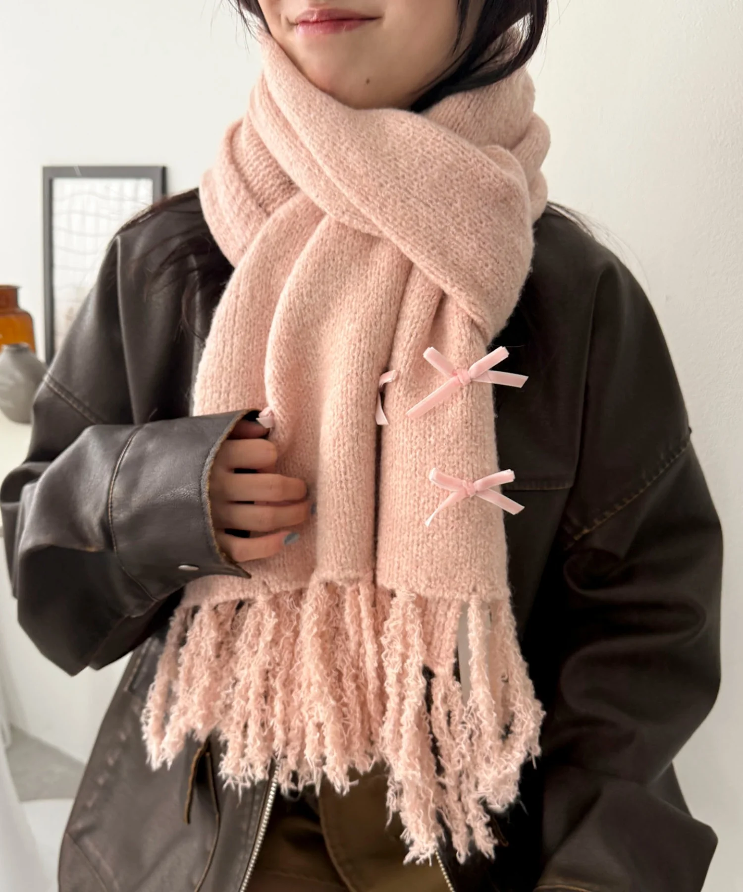 ベロアリボンニットストール - Image 5