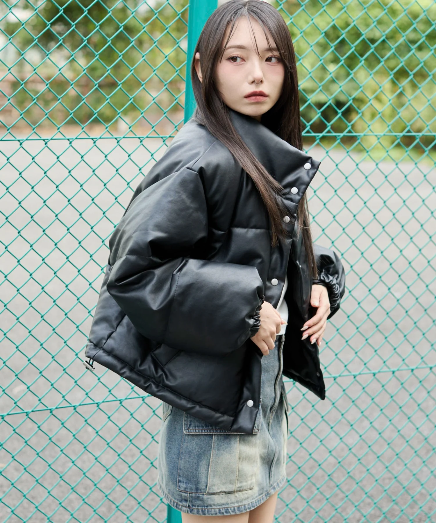 PUスタンドパファーブルゾン - Image 8