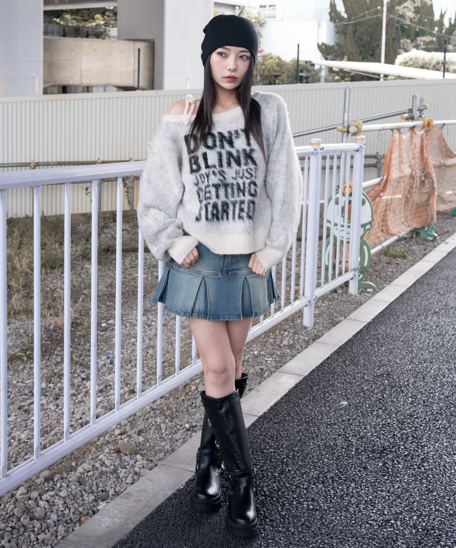 シャギー2WAYグラフィックワンショルニット - Image 12