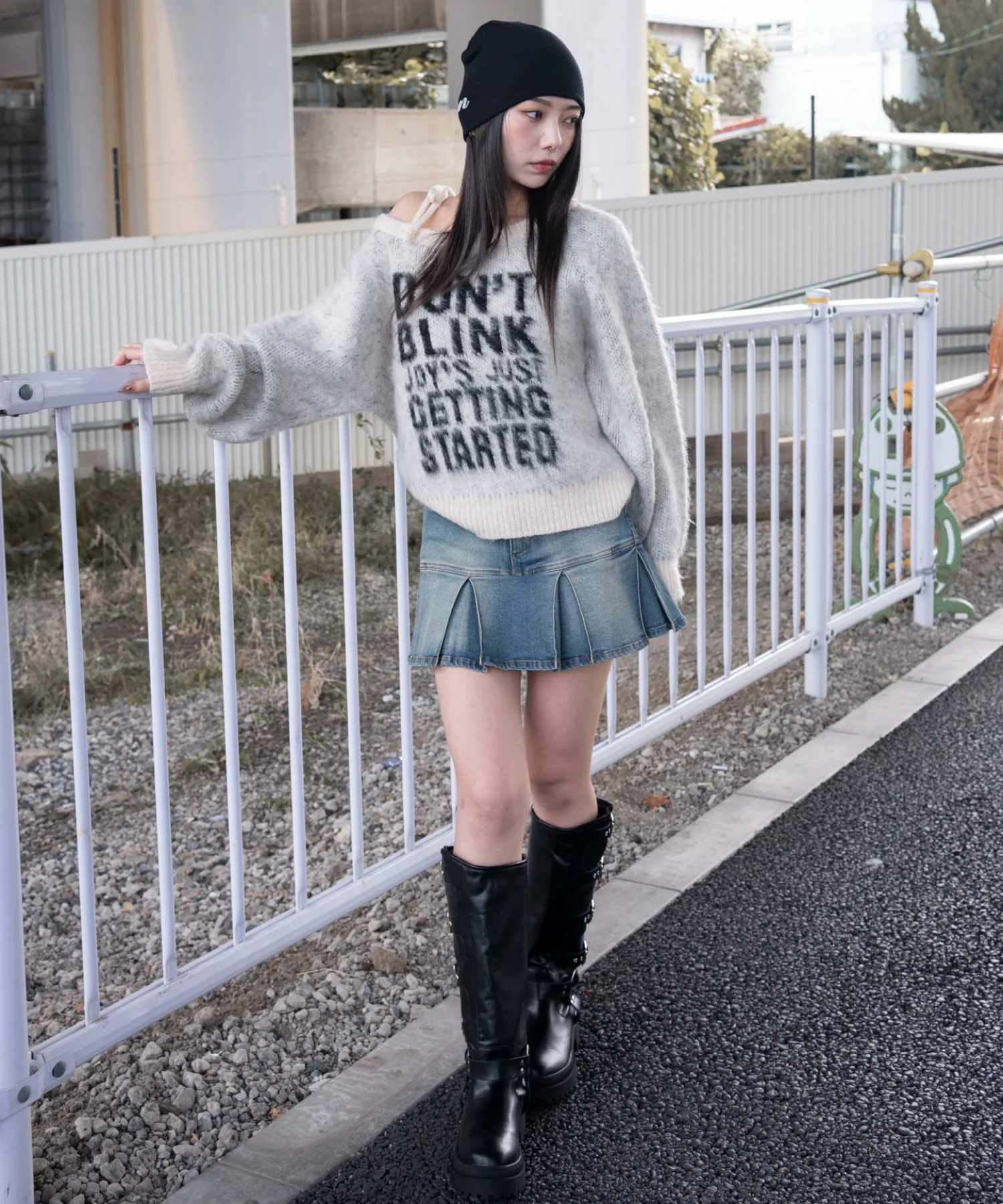 シャギー2WAYグラフィックワンショルニット - Image 13