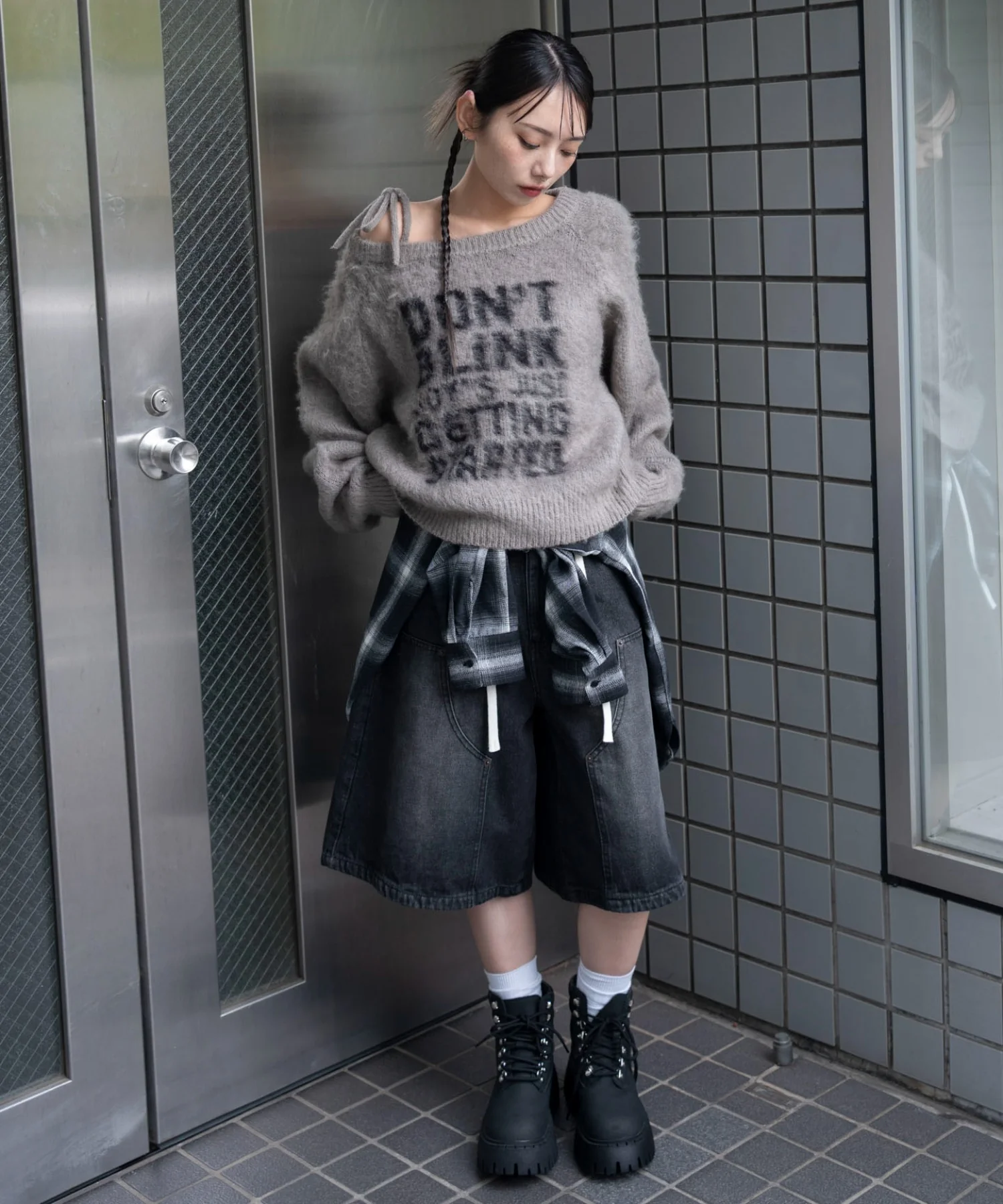 シャギー2WAYグラフィックワンショルニット - Image 18