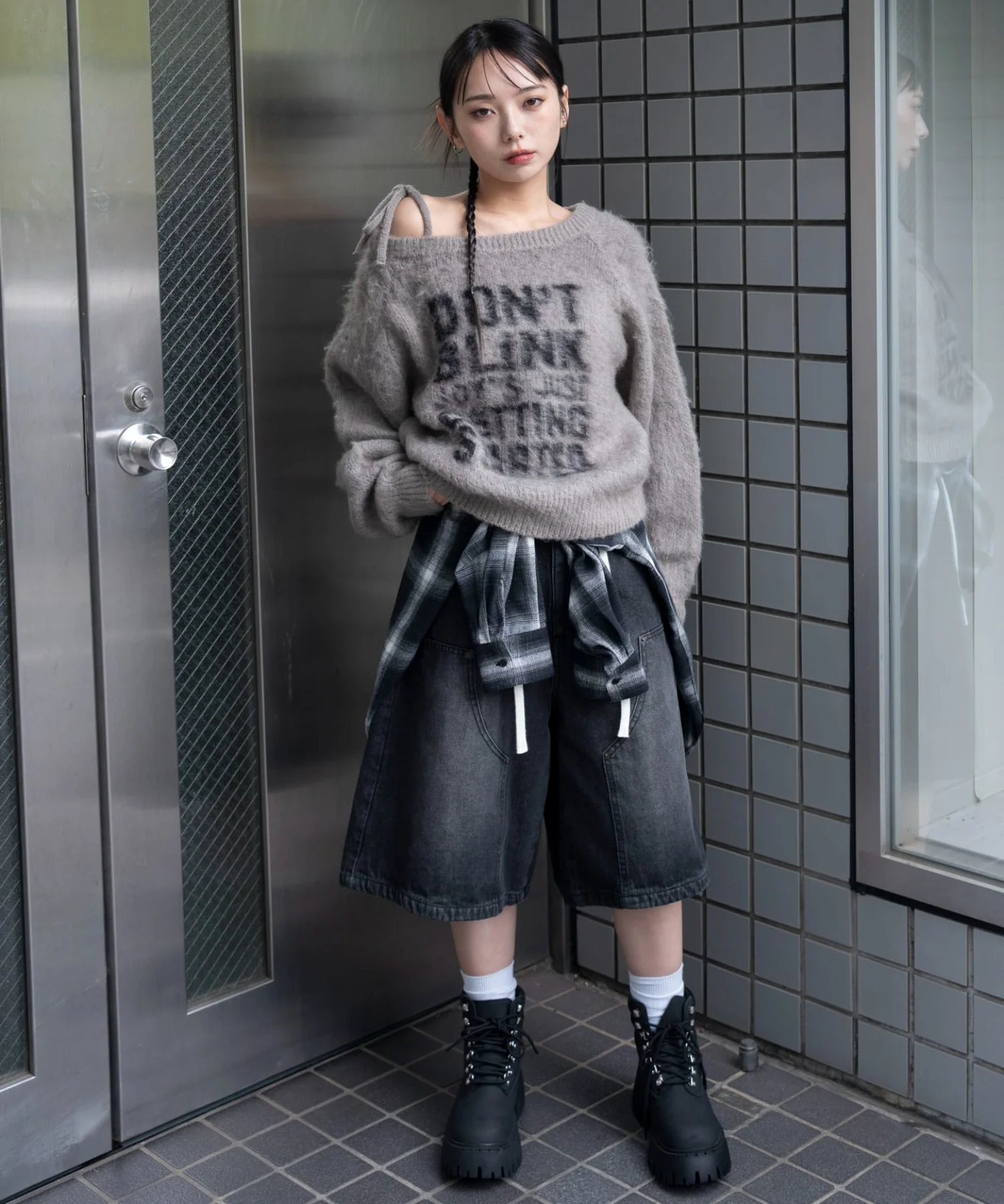シャギー2WAYグラフィックワンショルニット - Image 19