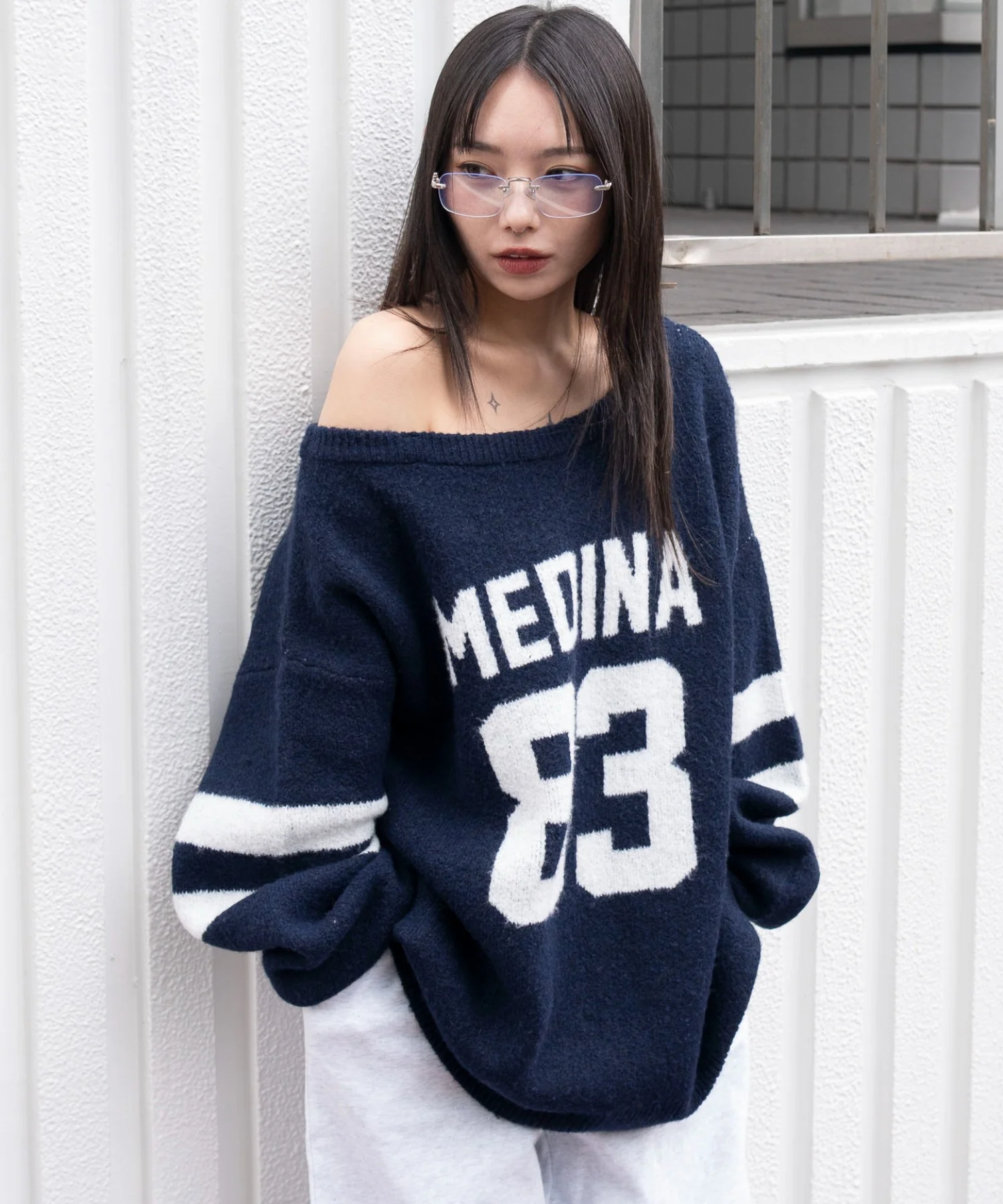 フラッフィー2WAYグラフィックワンショルBIGニット - Image 16