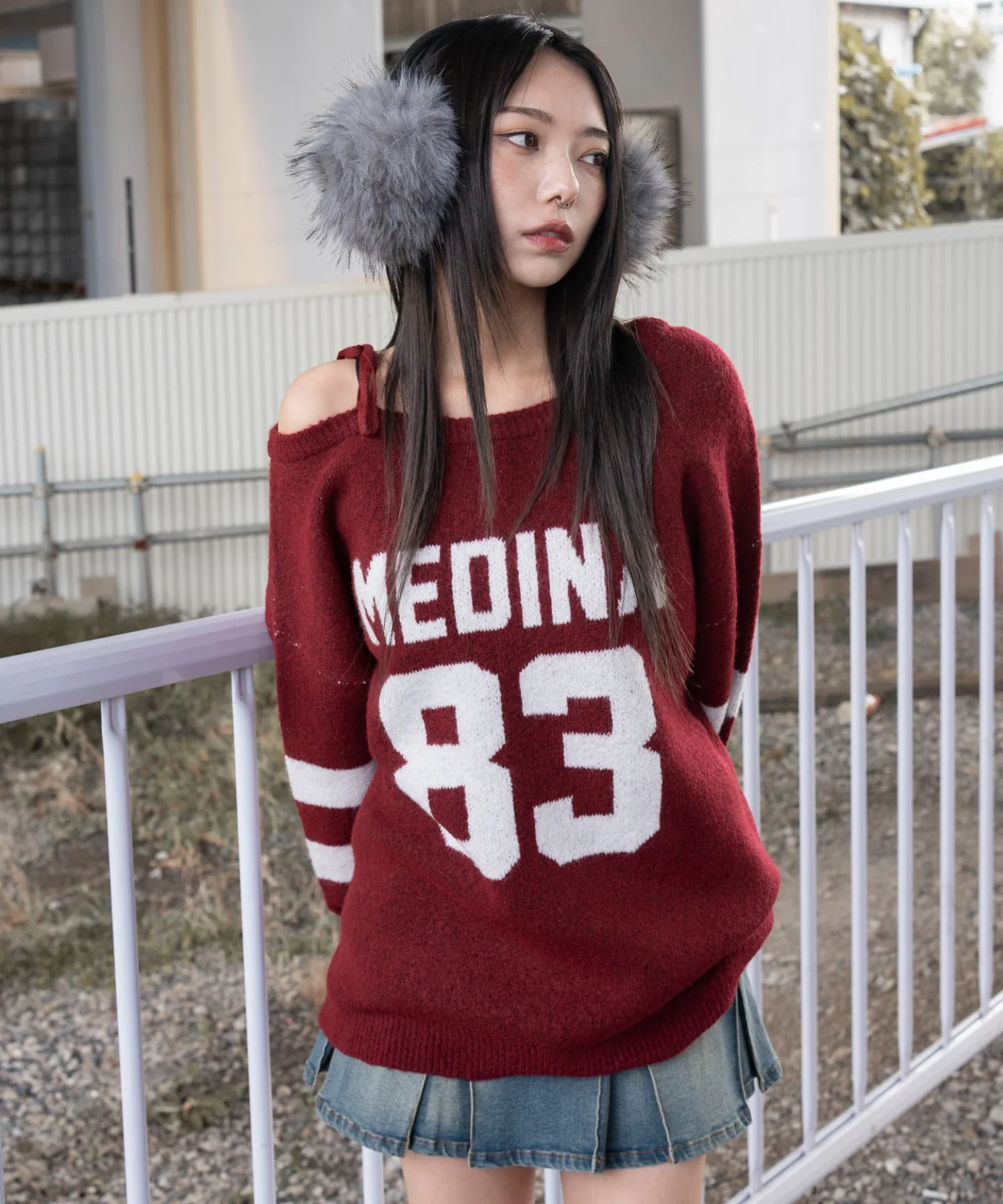 フラッフィー2WAYグラフィックワンショルBIGニット - Image 20