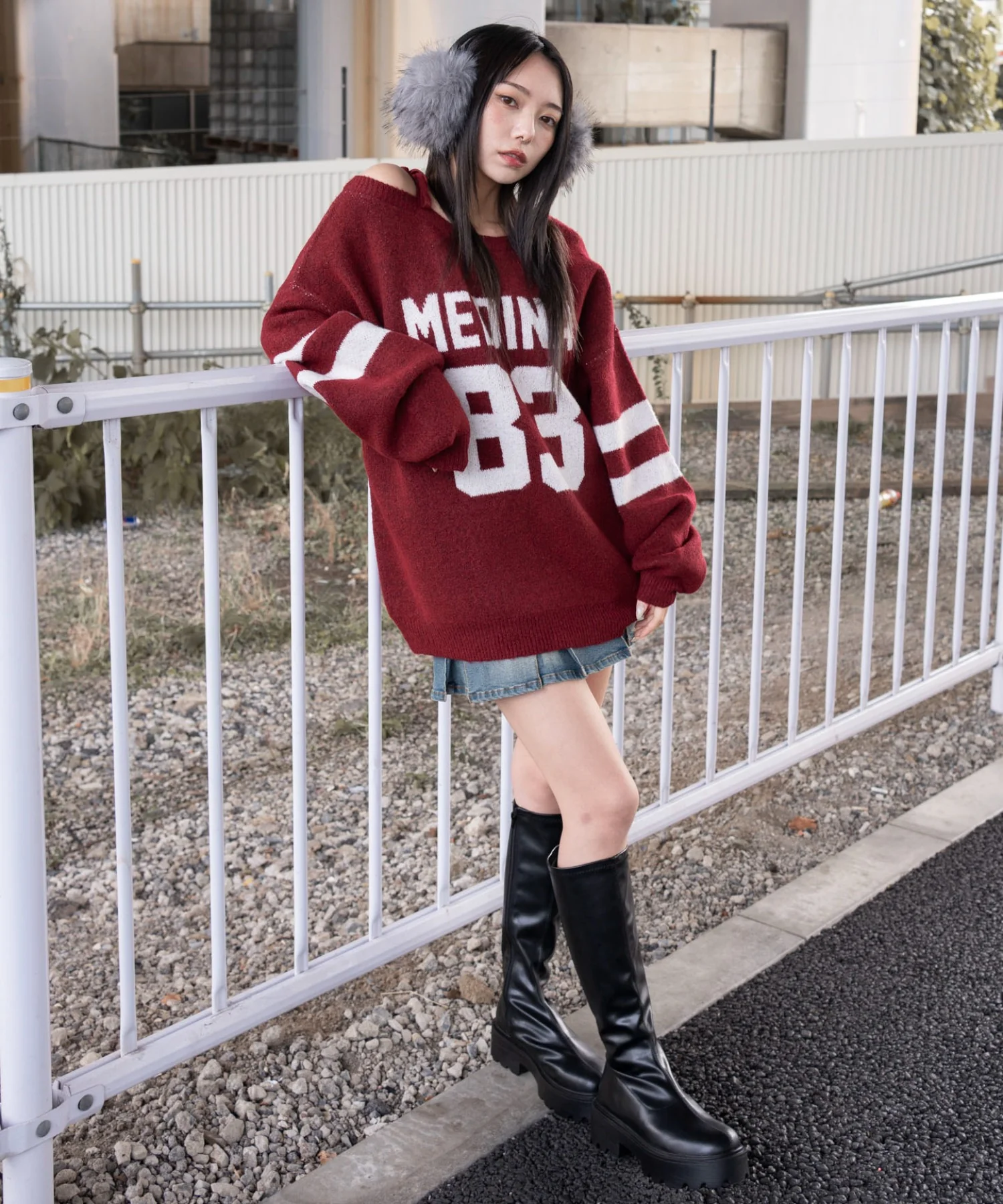フラッフィー2WAYグラフィックワンショルBIGニット - Image 22