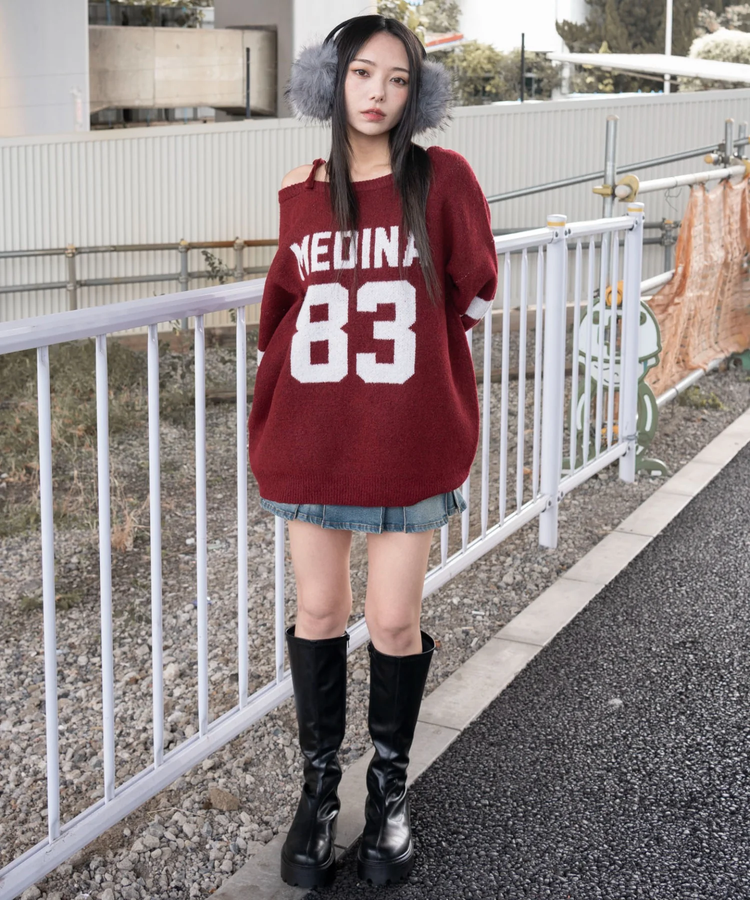 フラッフィー2WAYグラフィックワンショルBIGニット - Image 6