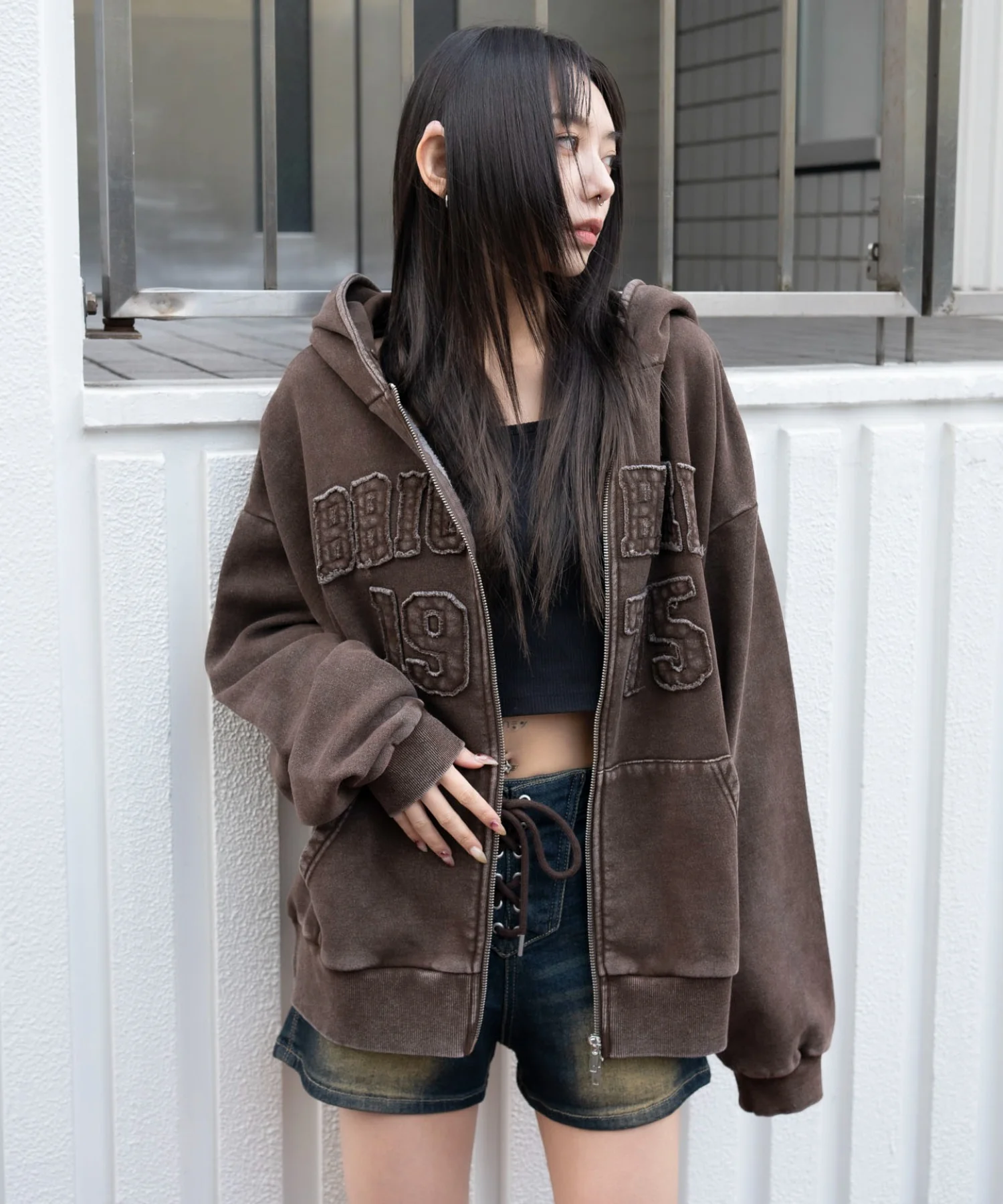 裏起毛ファーフードBIGZIPパーカー - Image 21
