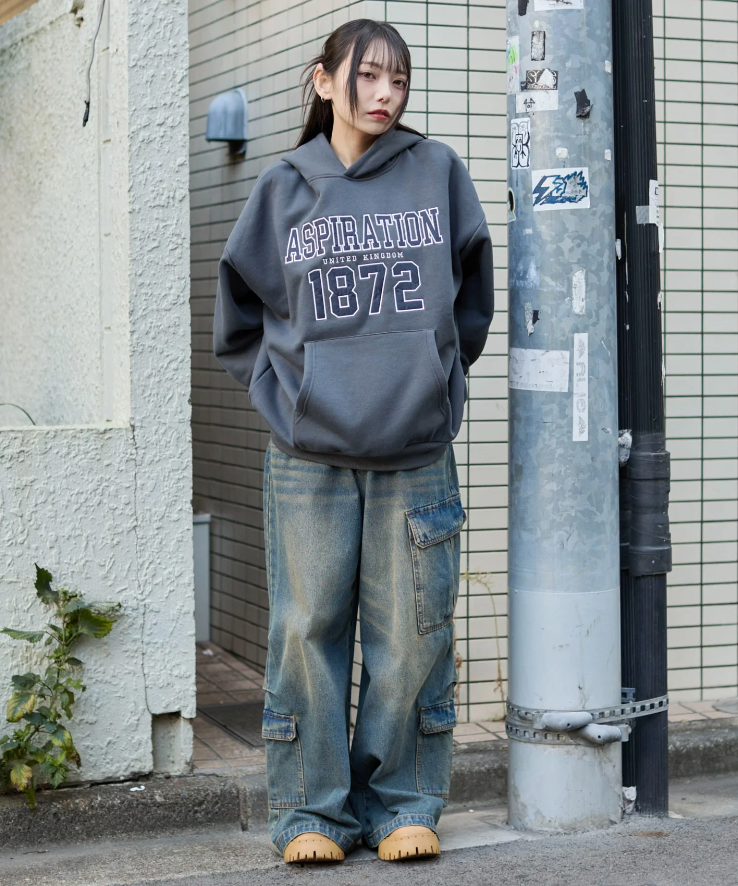 裏起毛グラフィックビッグプルパーカー - Image 8