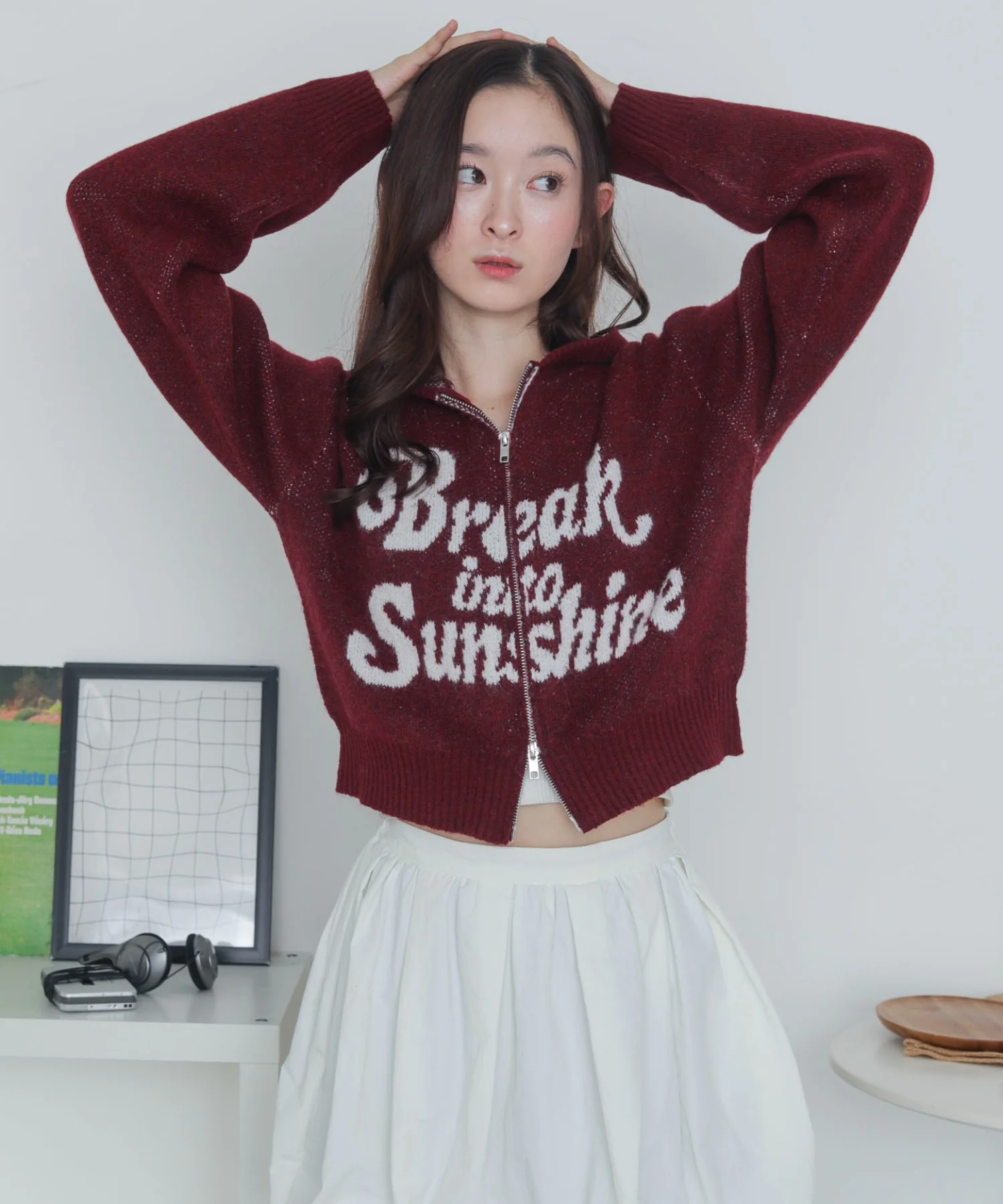 フラッフィーグラフィックジャガードニットZIPパーカー - Image 13