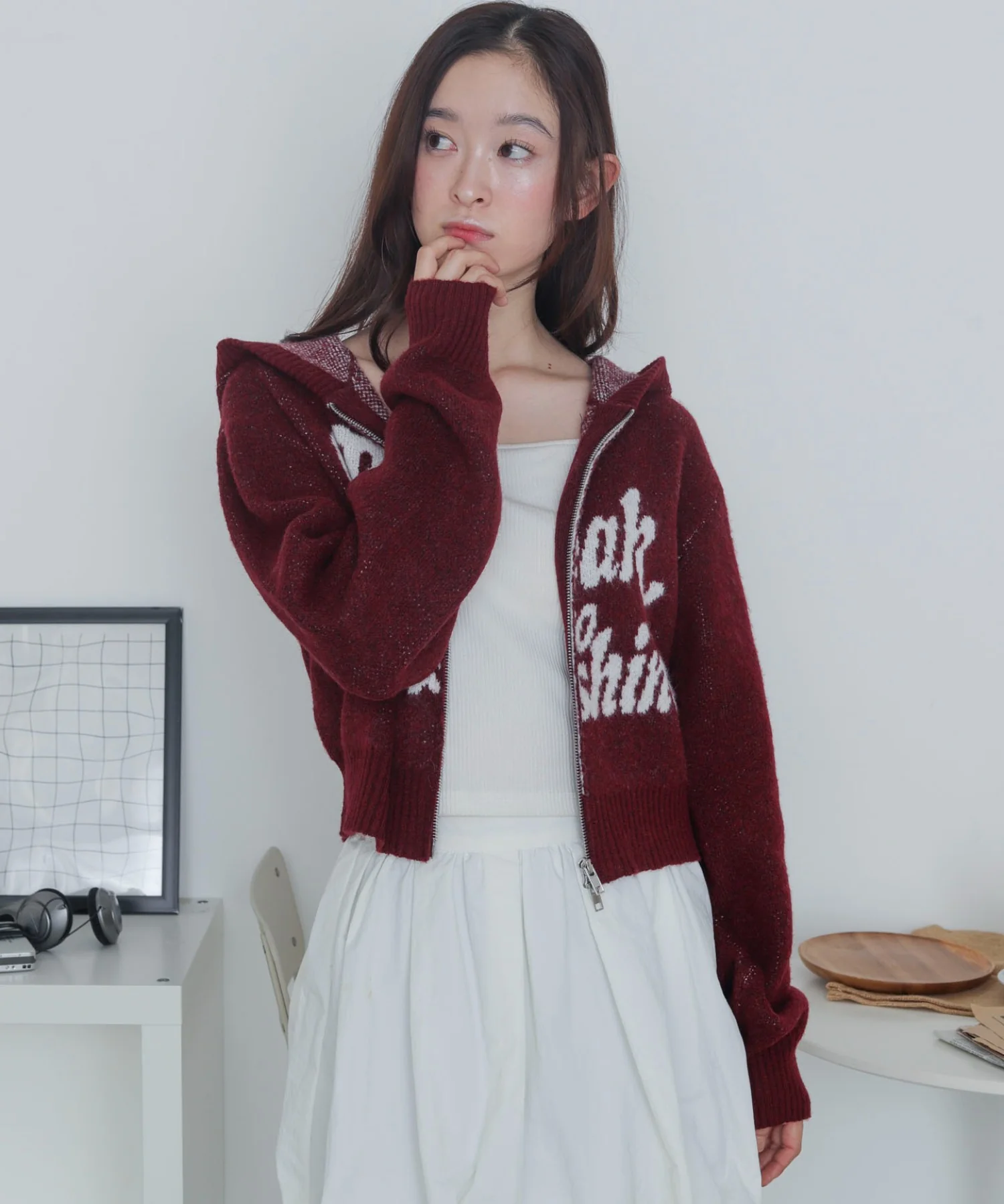 フラッフィーグラフィックジャガードニットZIPパーカー - Image 16