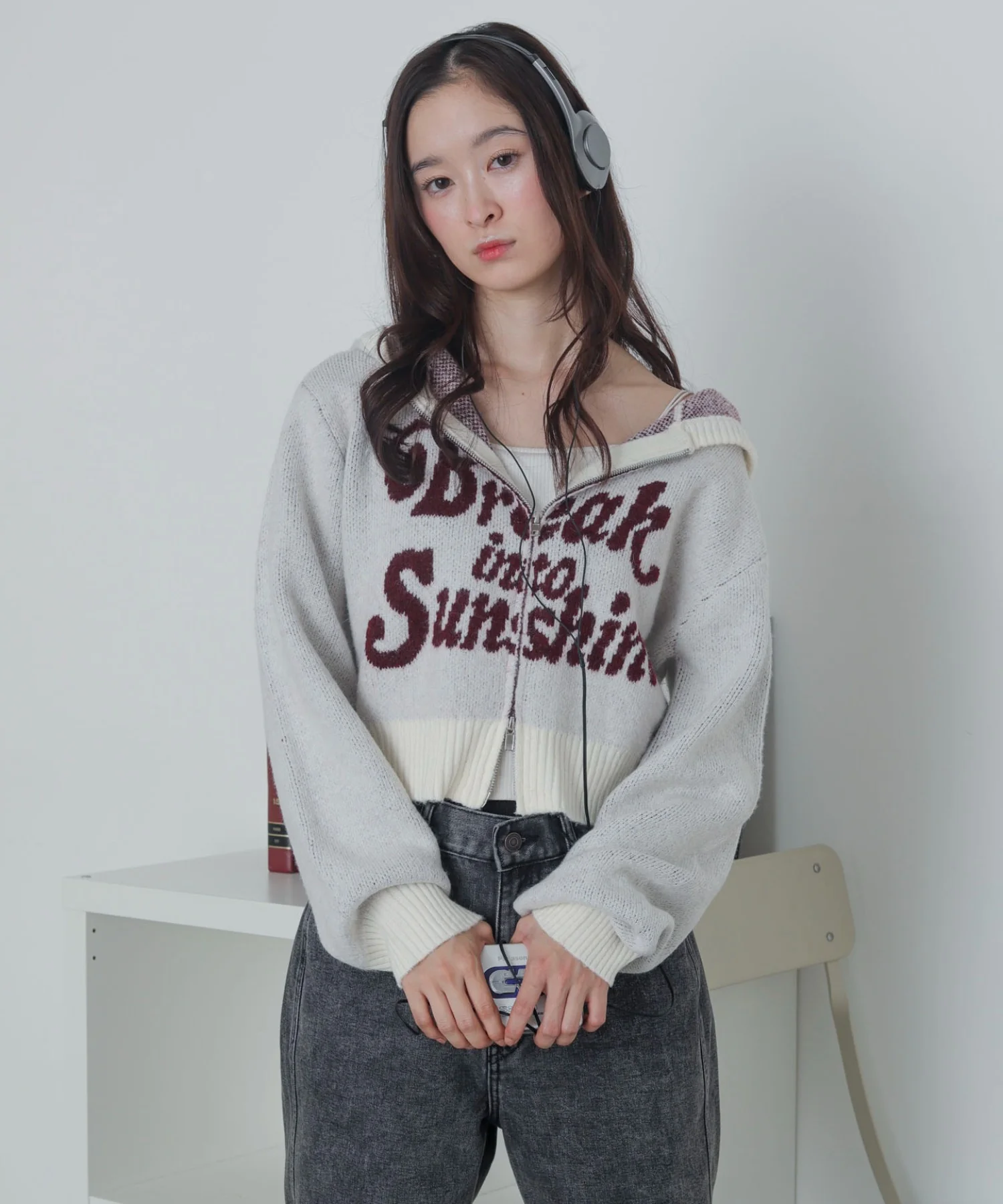 フラッフィーグラフィックジャガードニットZIPパーカー - Image 23