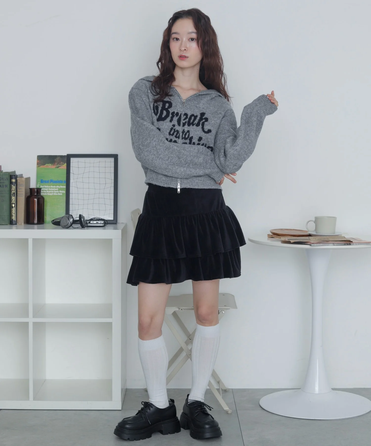 フラッフィーグラフィックジャガードニットZIPパーカー - Image 30