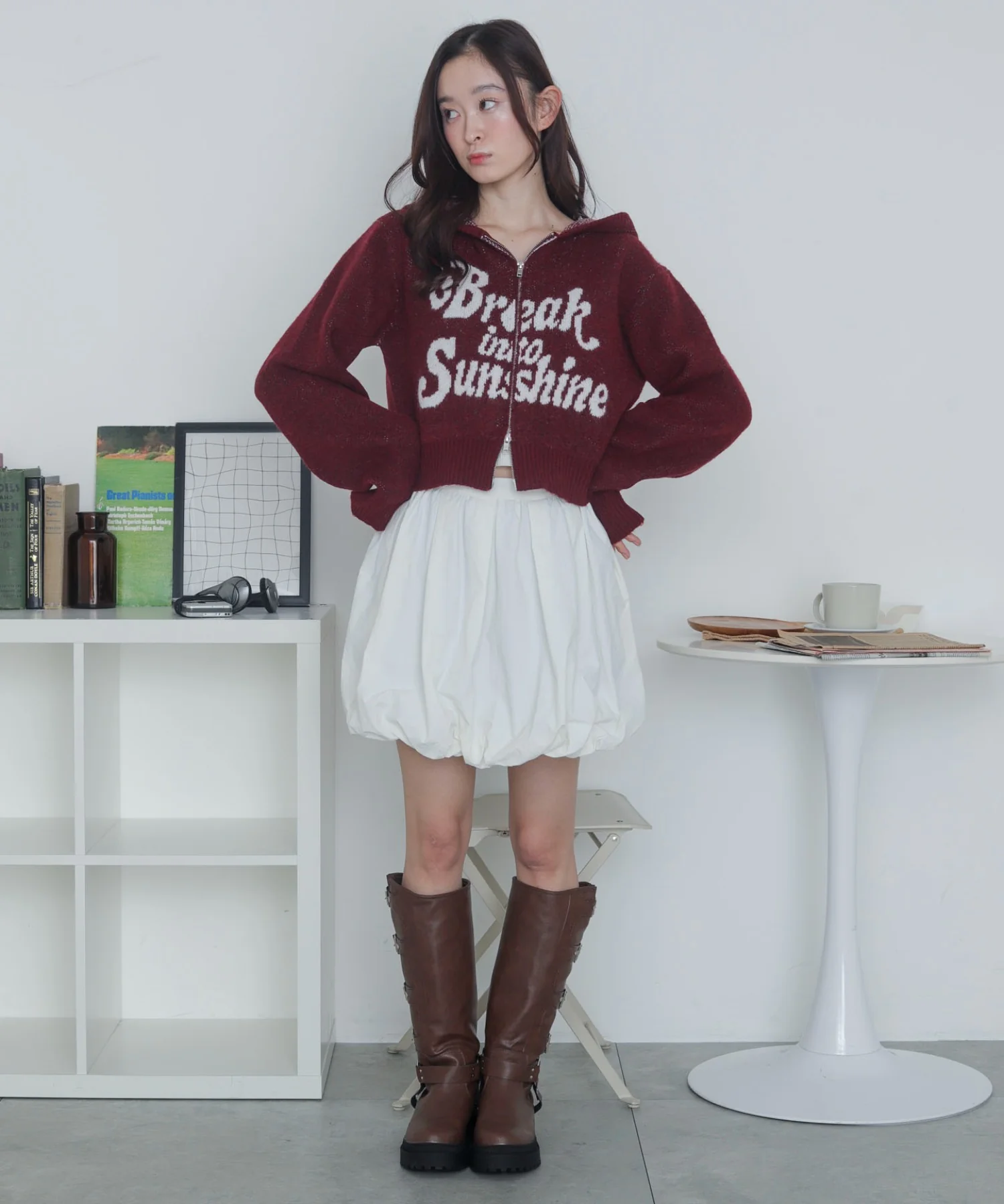 フラッフィーグラフィックジャガードニットZIPパーカー - Image 4