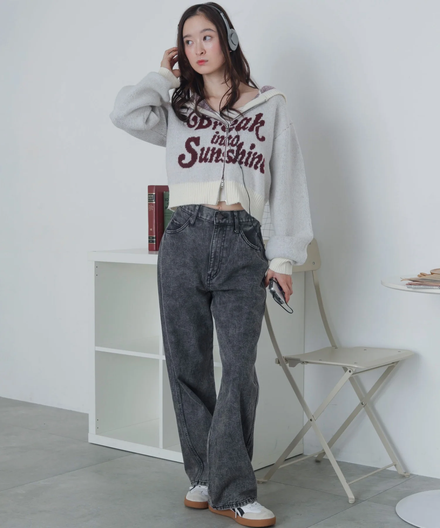 フラッフィーグラフィックジャガードニットZIPパーカー - Image 5