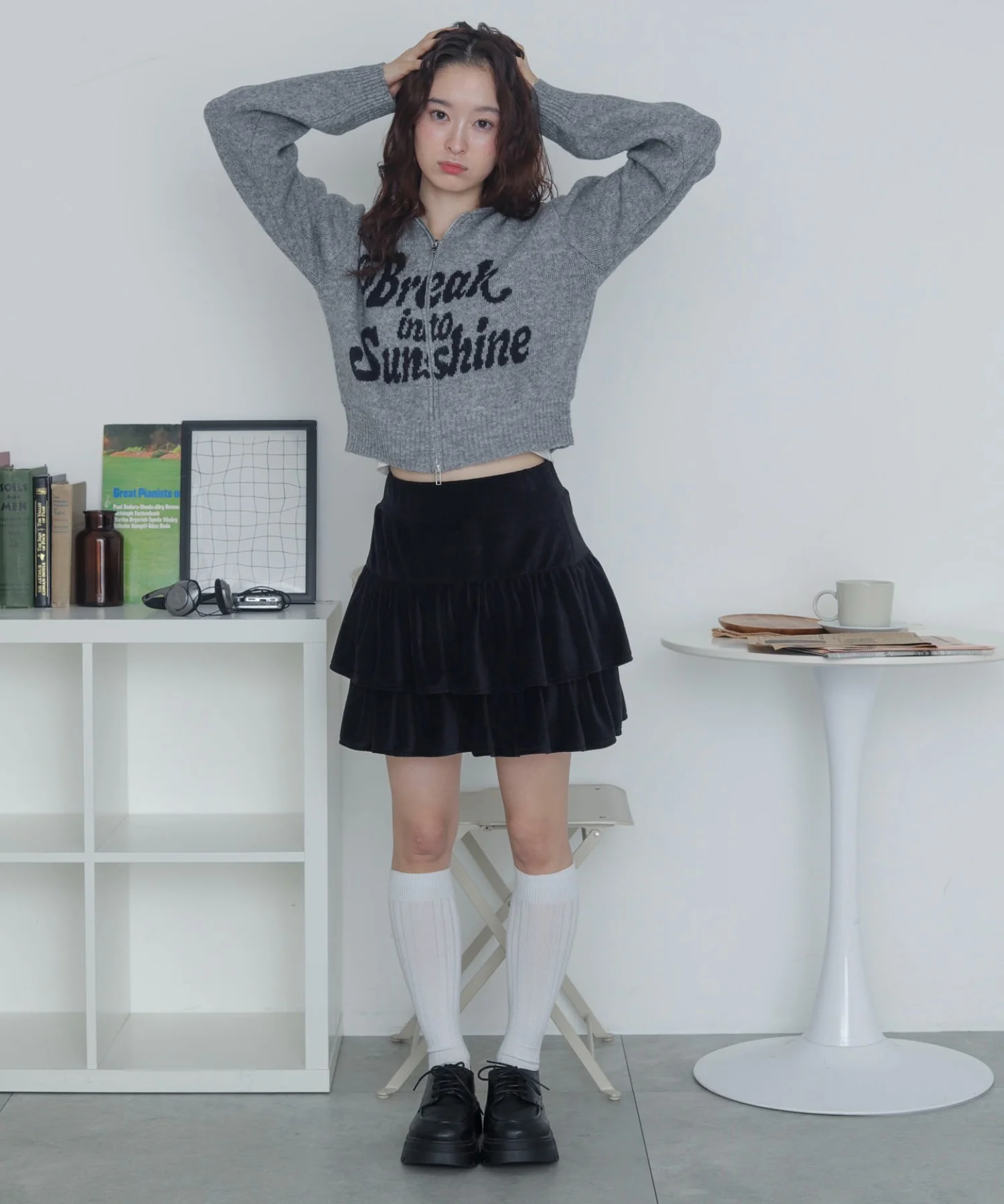 フラッフィーグラフィックジャガードニットZIPパーカー - Image 6