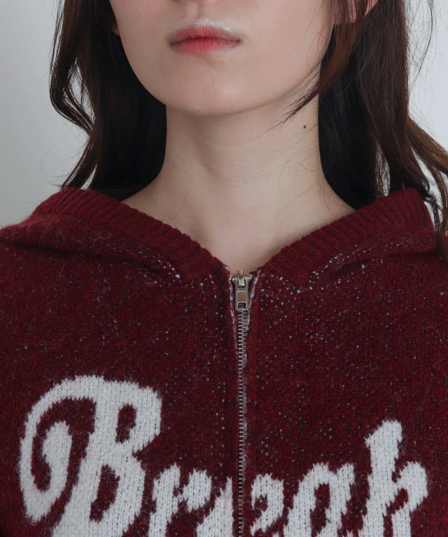 フラッフィーグラフィックジャガードニットZIPパーカー - Image 7