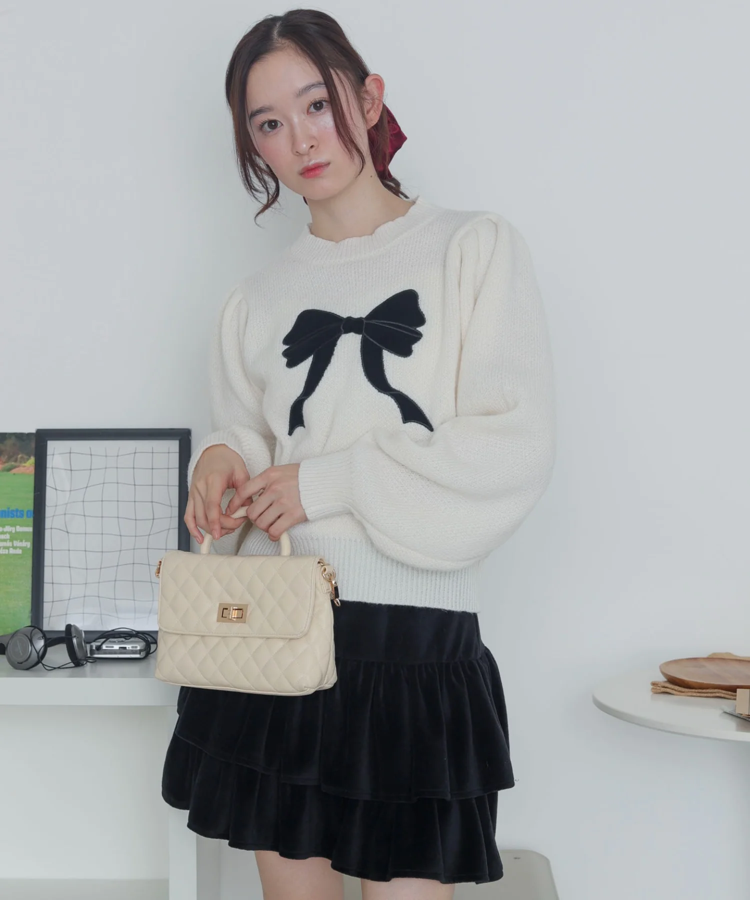 ベロアリボンアップリケタックスリーブニット - Image 12