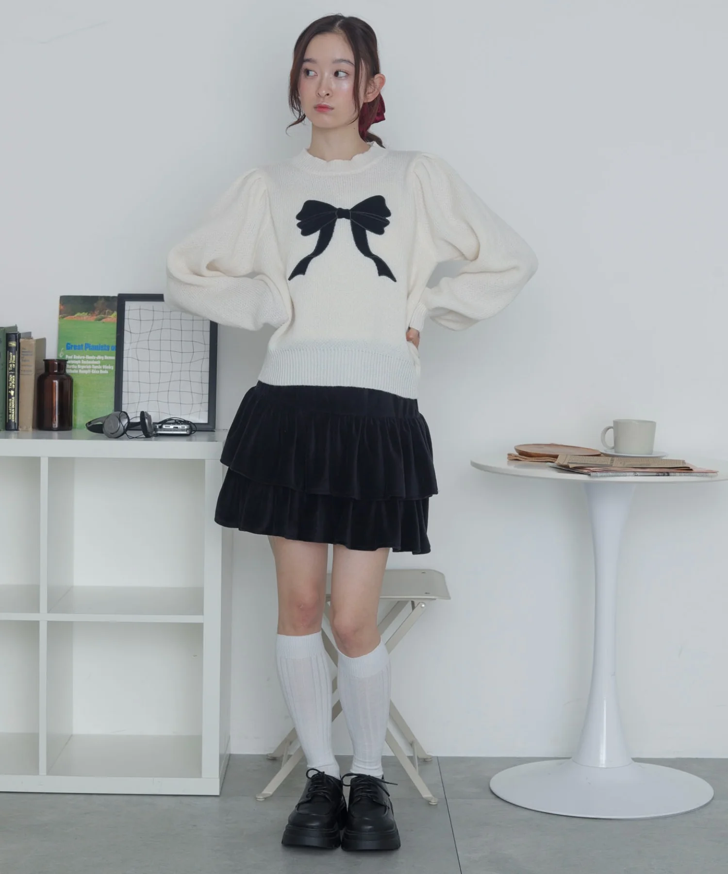 ベロアリボンアップリケタックスリーブニット - Image 16