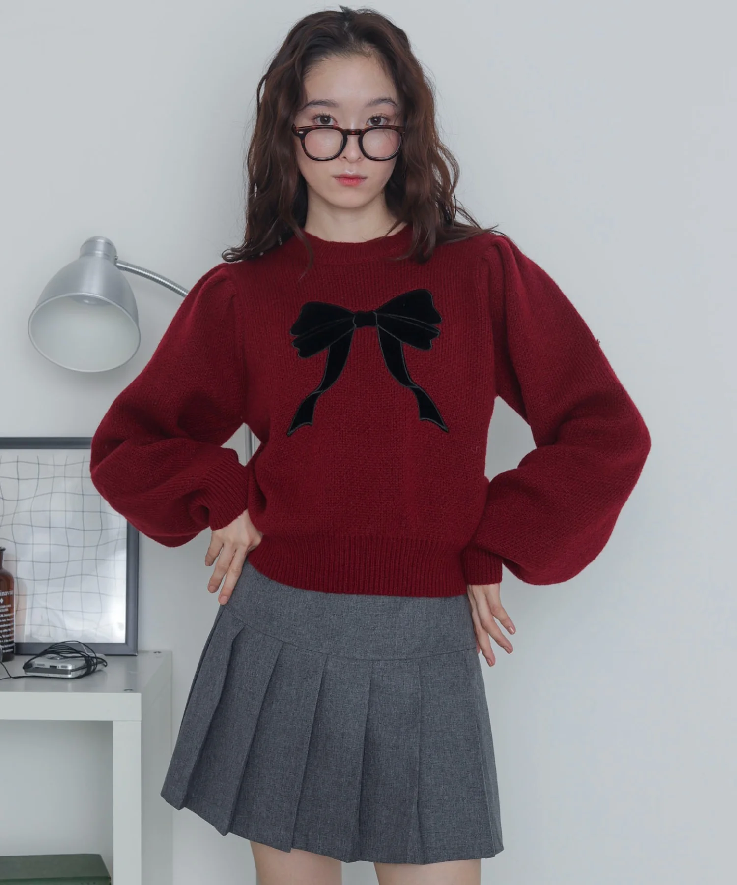ベロアリボンアップリケタックスリーブニット - Image 18