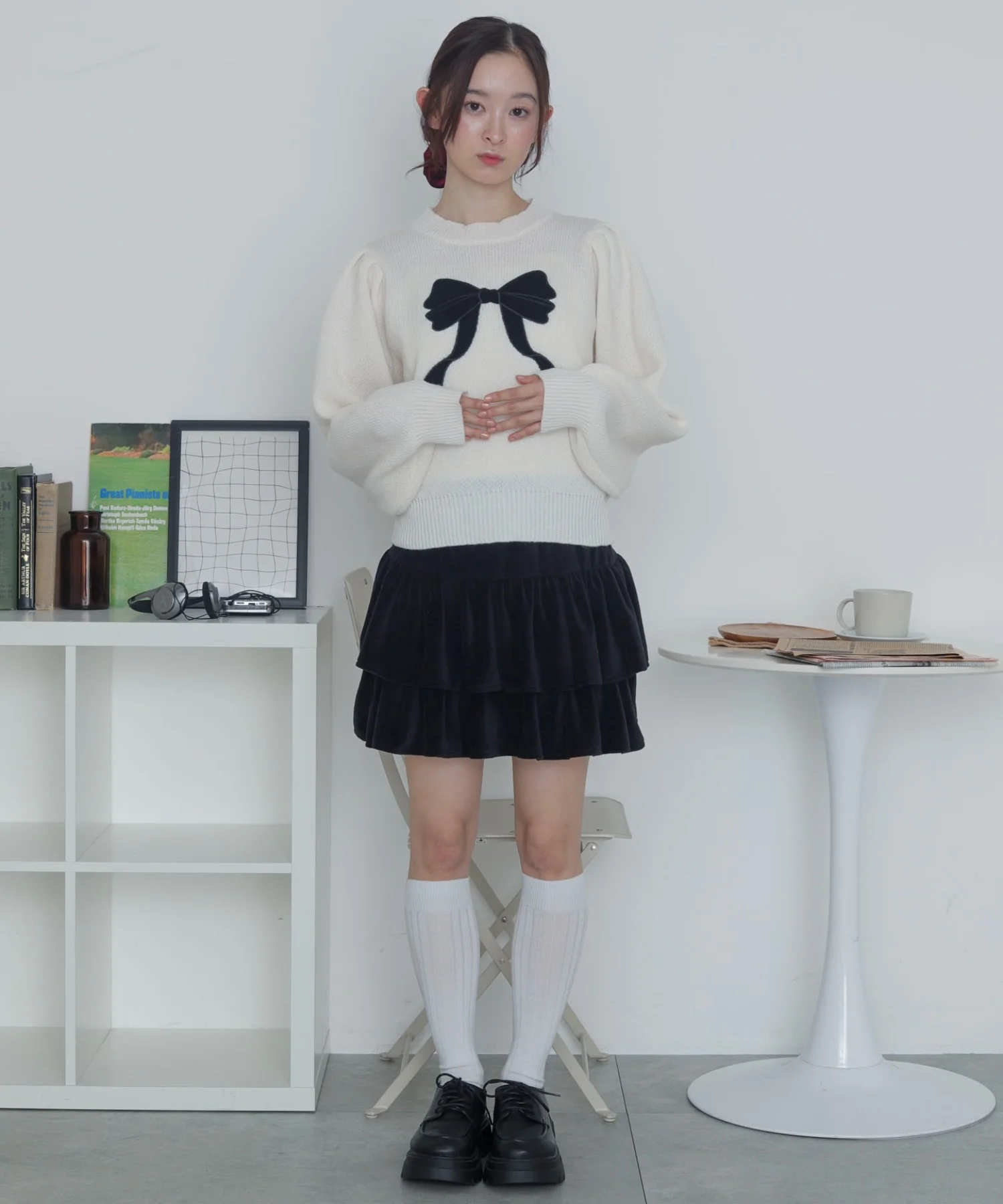 ベロアリボンアップリケタックスリーブニット - Image 3