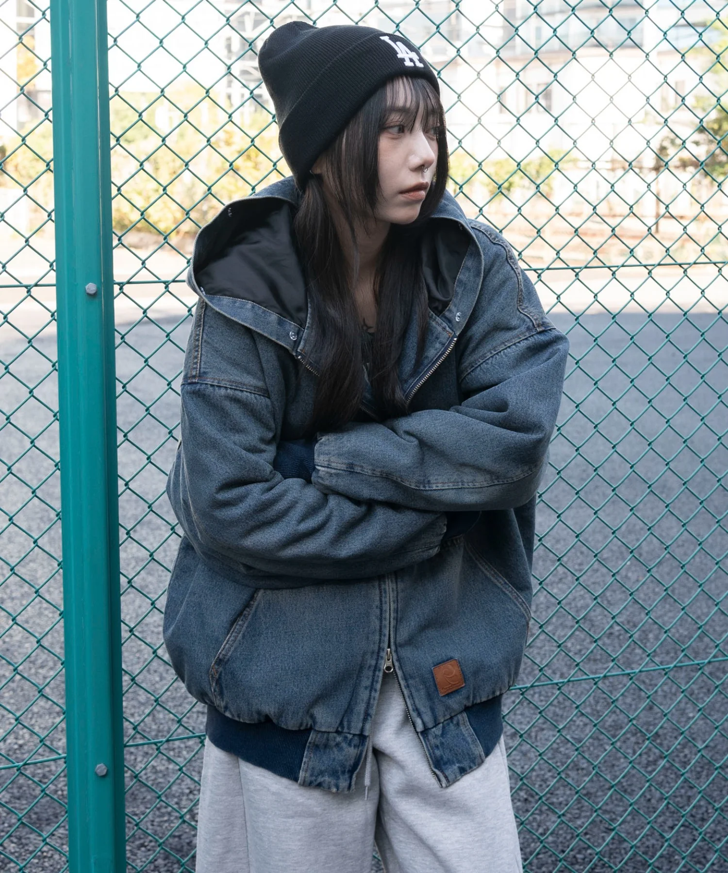 デニムキルトファーフードブルゾン - Image 12