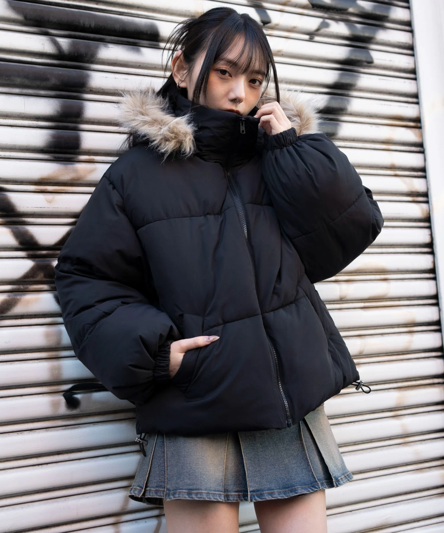 3WAYファーフードパファーブルゾン - Image 9