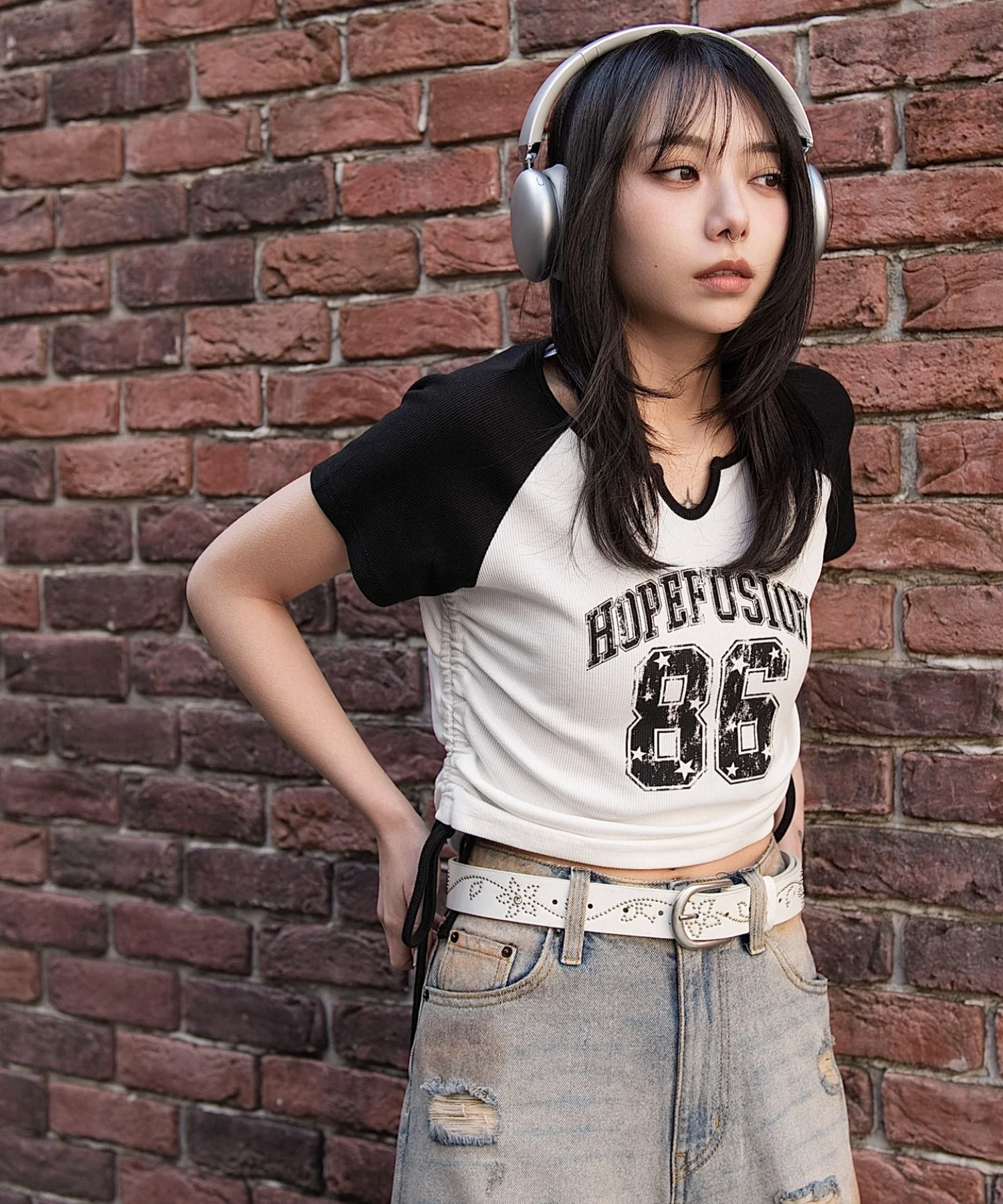キーネックサイドレースアップちびT - Image 17