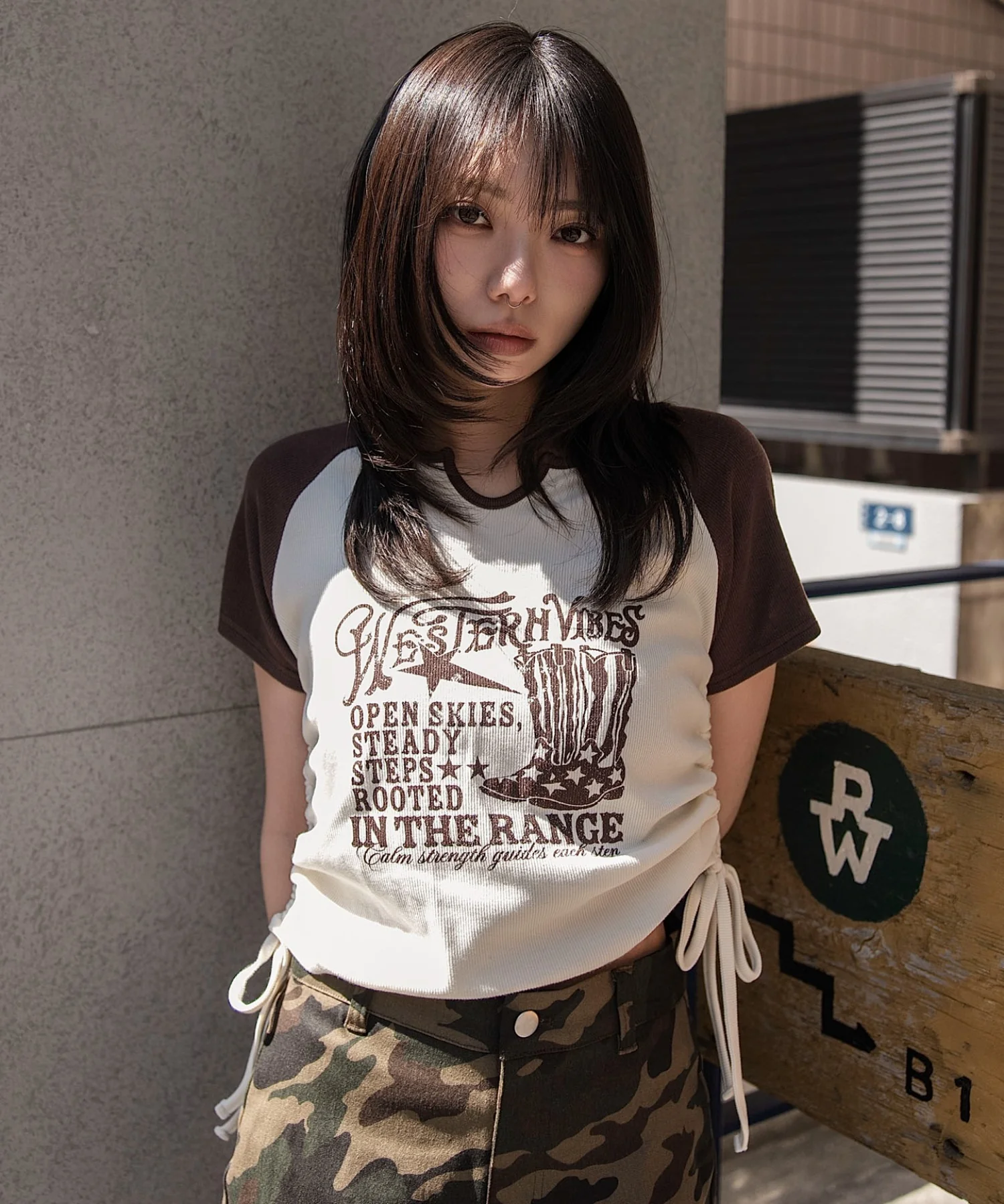 キーネックサイドレースアップちびT - Image 6
