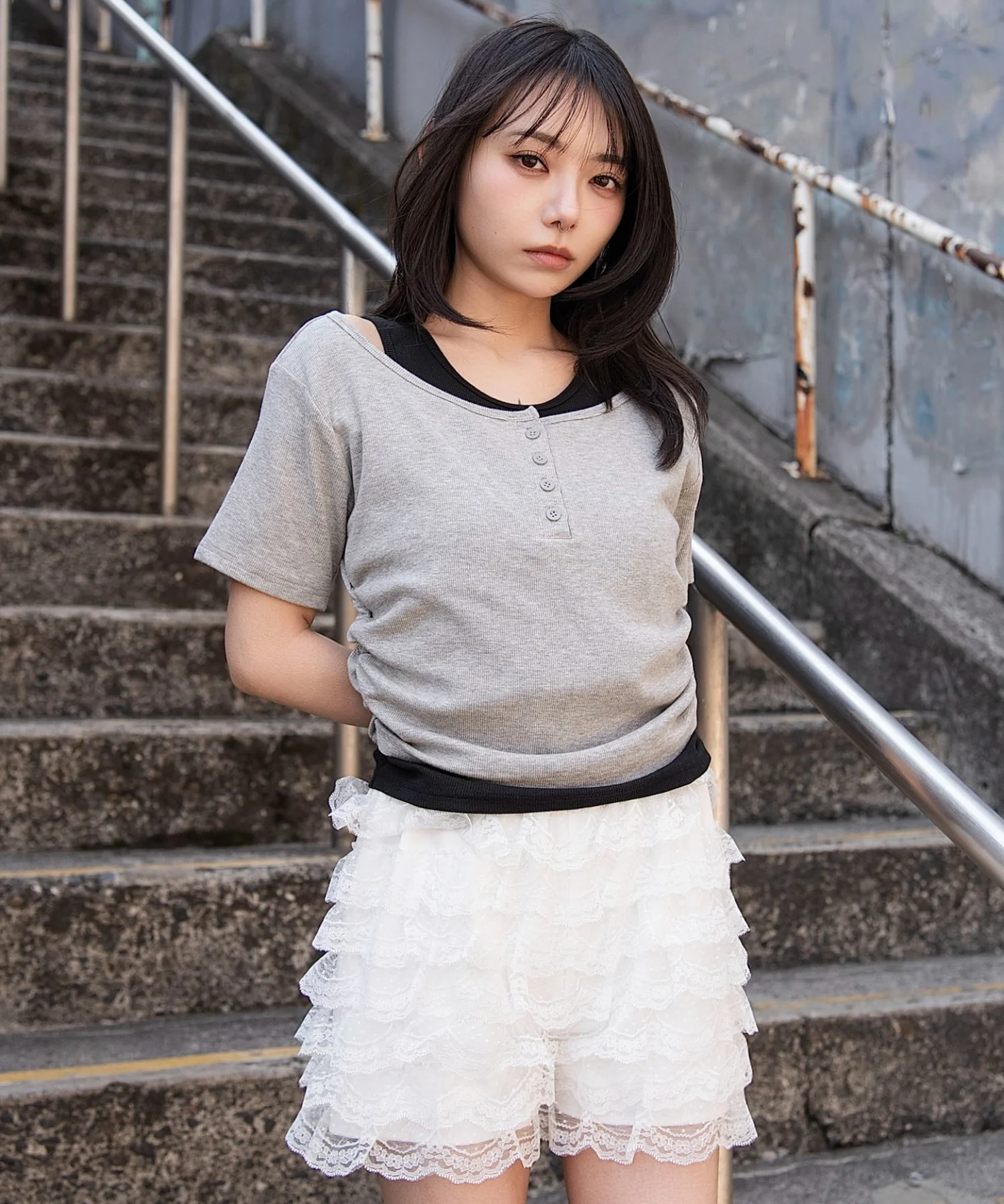 レイヤードヘンリーネック半袖T - Image 16