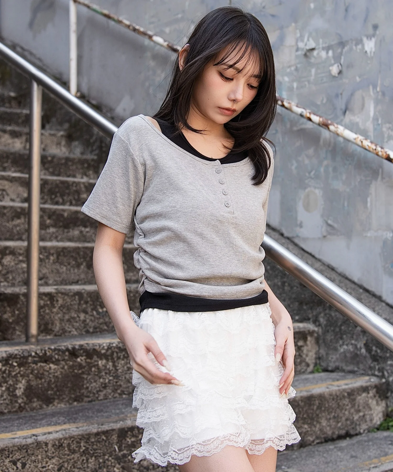 レイヤードヘンリーネック半袖T - Image 18