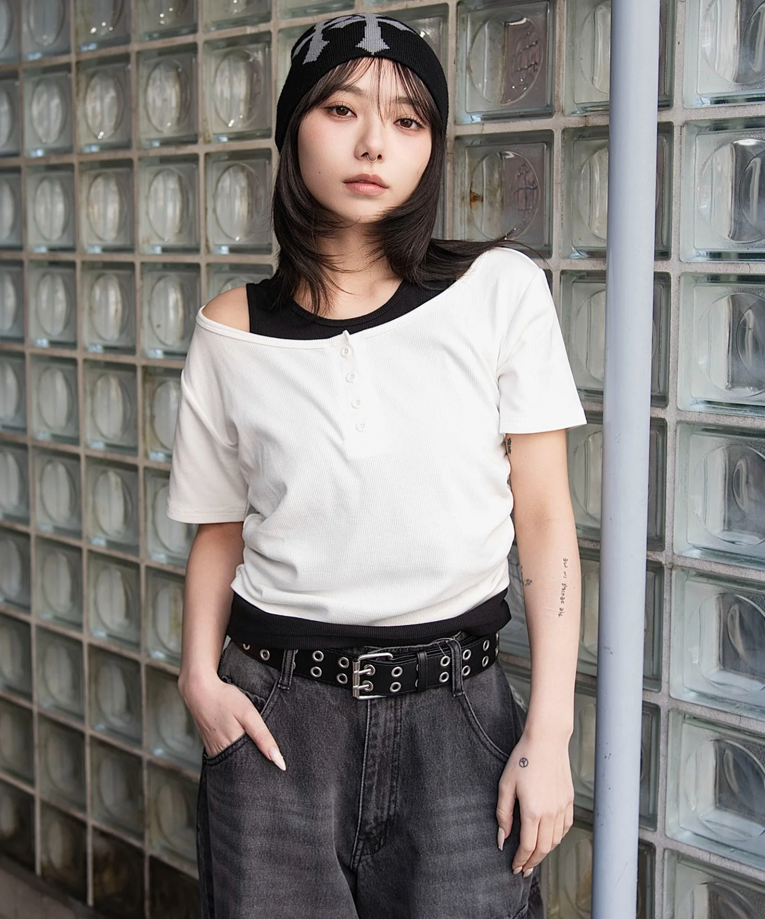レイヤードヘンリーネック半袖T - Image 9