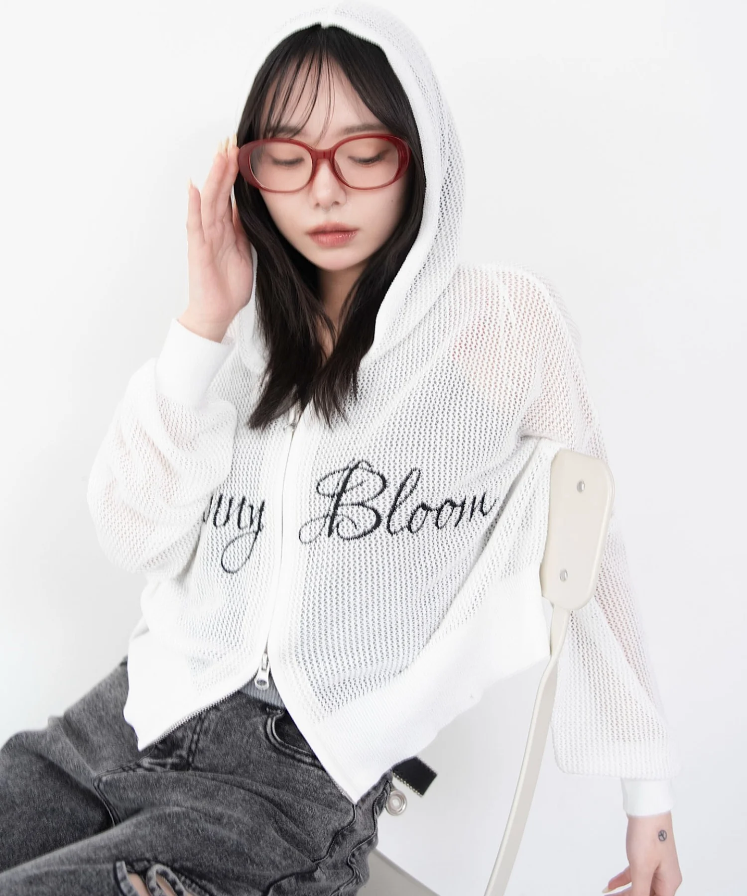 刺繍ロゴメッシュニットパーカー - Image 18
