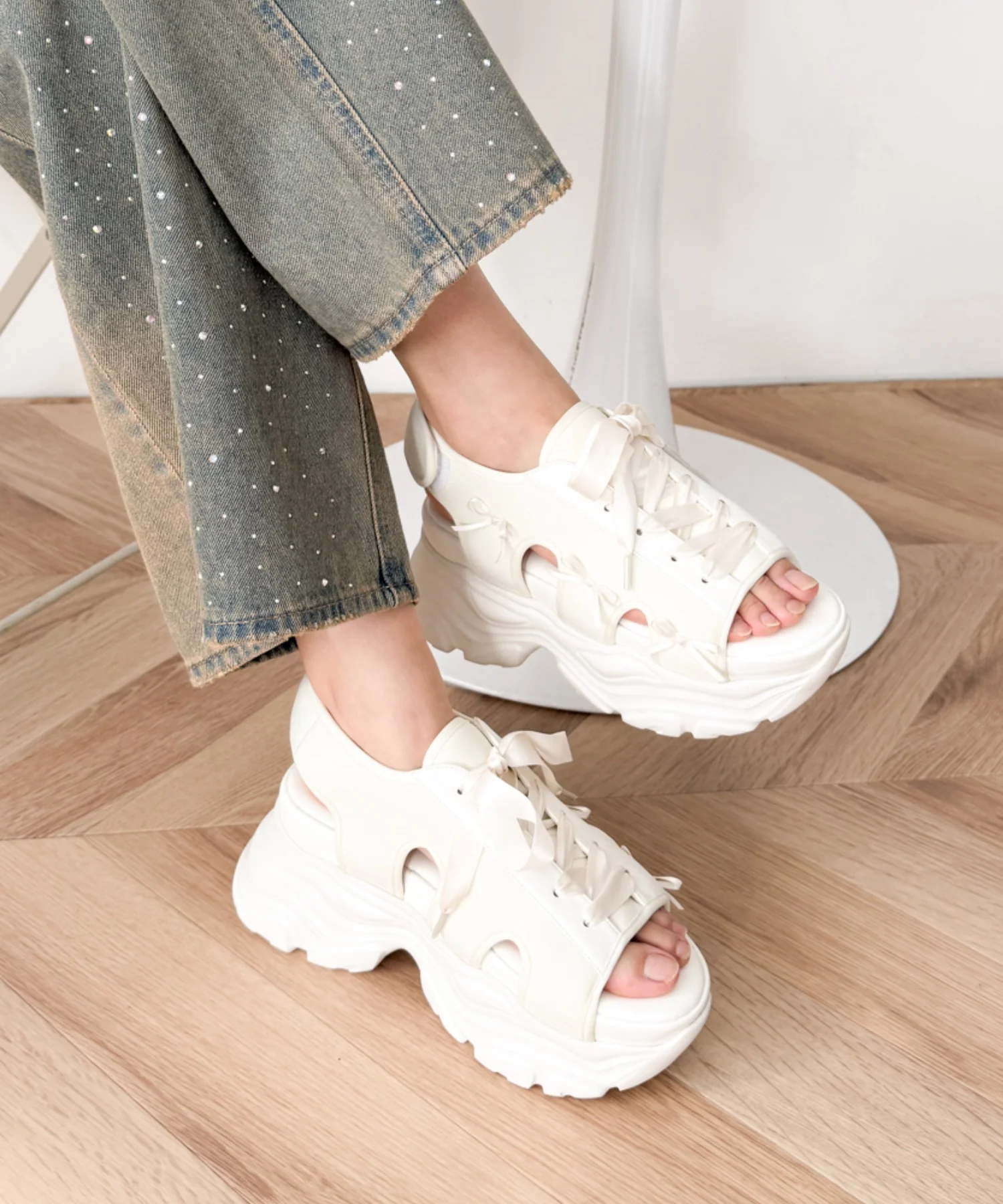 厚底レースアップリボンスポサン - Image 16