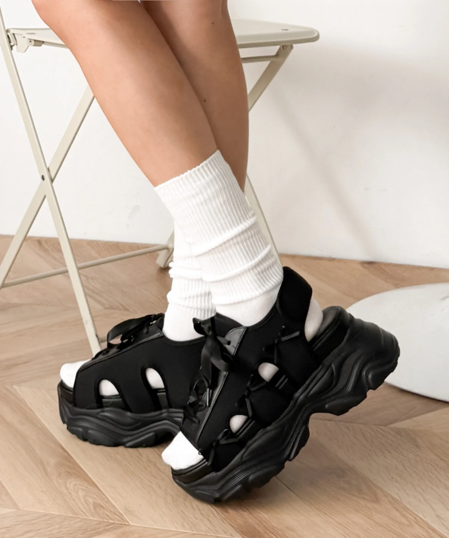 厚底レースアップリボンスポサン - Image 17