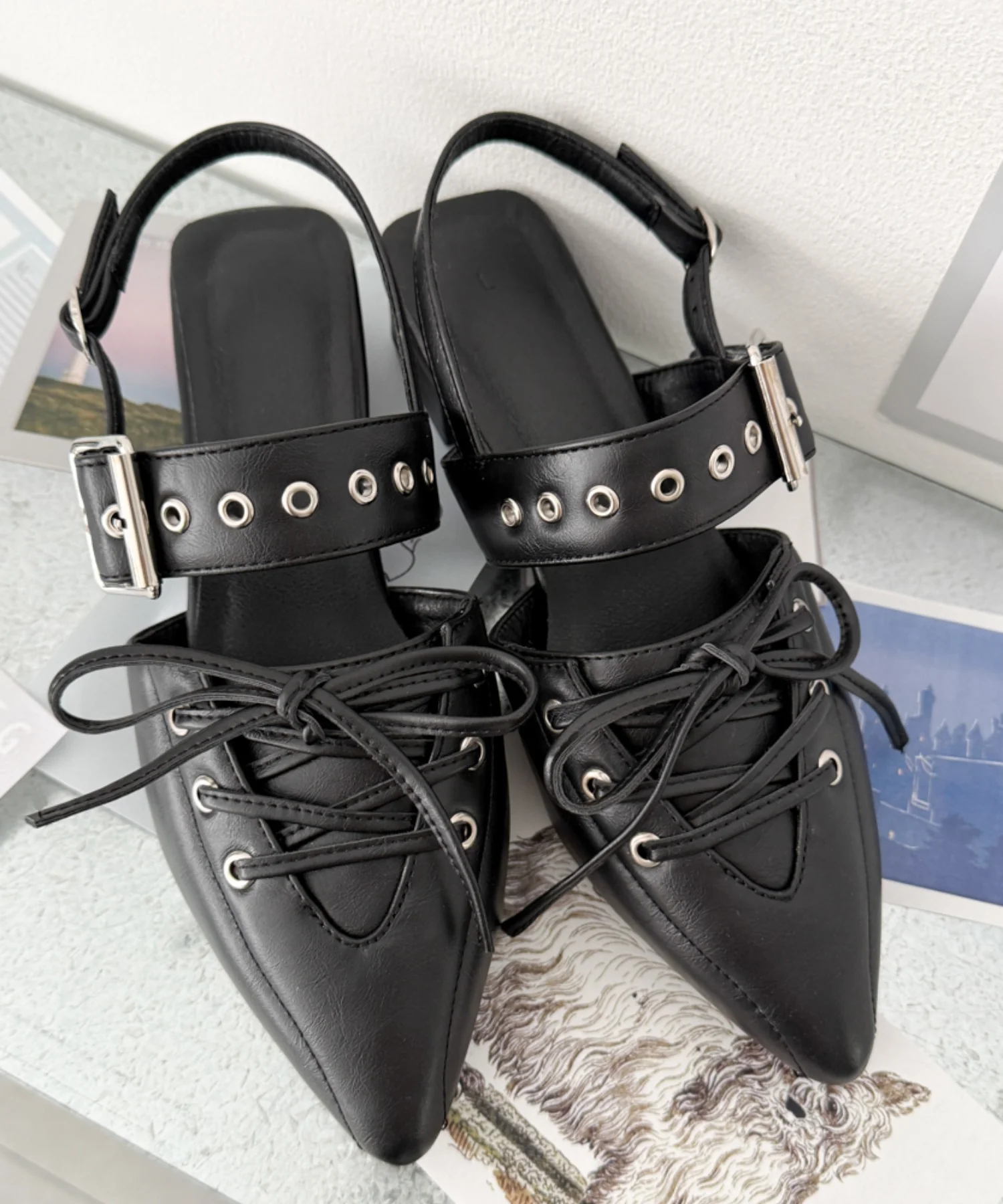 レースアップポインテッドシューズ - Image 14